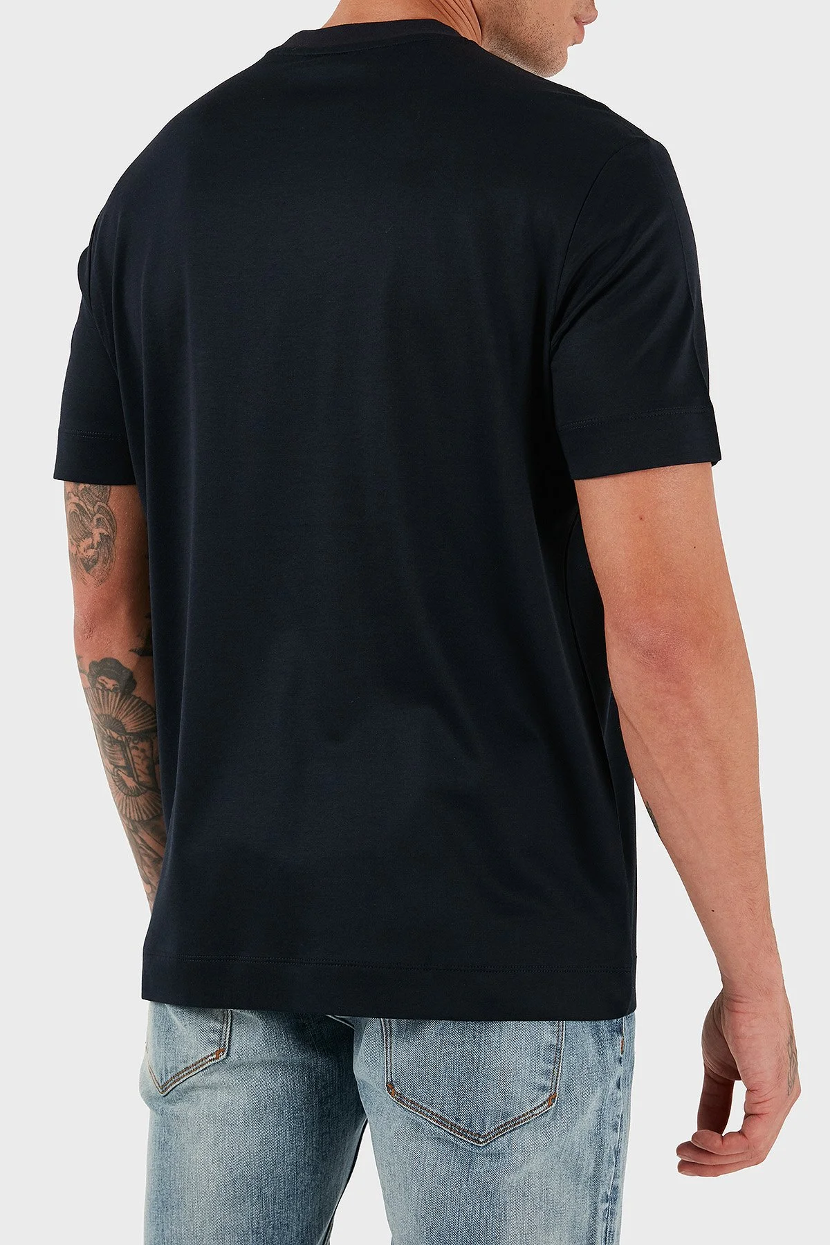 Emporio Armani Logolu Pamuklu Regular Fit Bisiklet Yaka Erkek T Shirt EM002959 AF18312 UB118 LACİVERT - 3