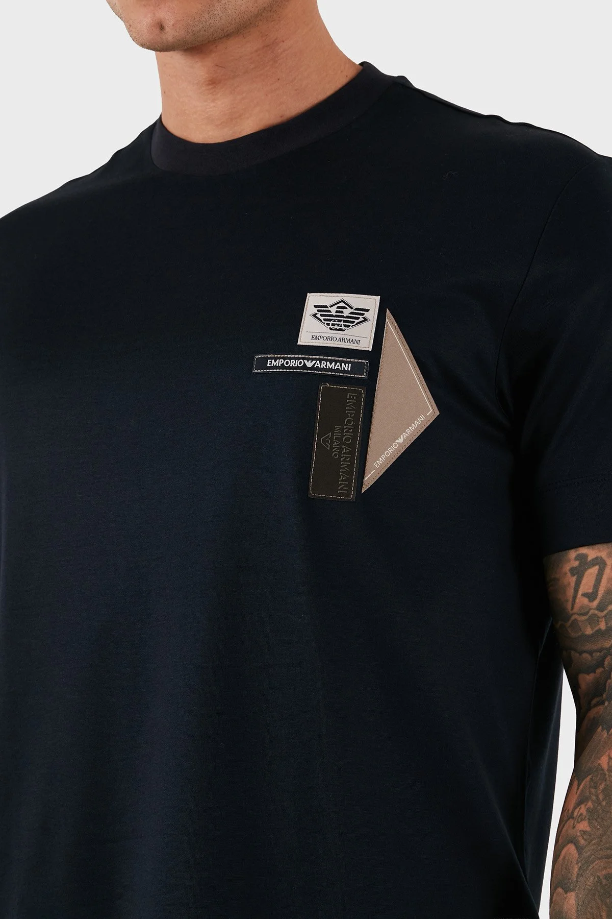 Emporio Armani Logolu Pamuklu Regular Fit Bisiklet Yaka Erkek T Shirt EM002959 AF18312 UB118 LACİVERT - 6