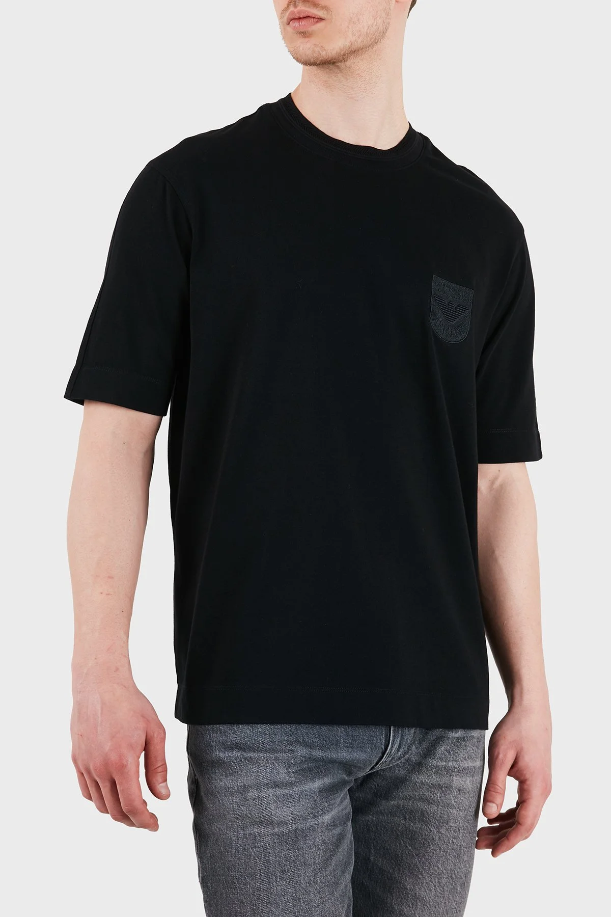Emporio Armani Logolu Pamuklu Regular Fit Bisiklet Yaka Erkek T Shirt EM005247 AF13715 UC001 SİYAH - 5