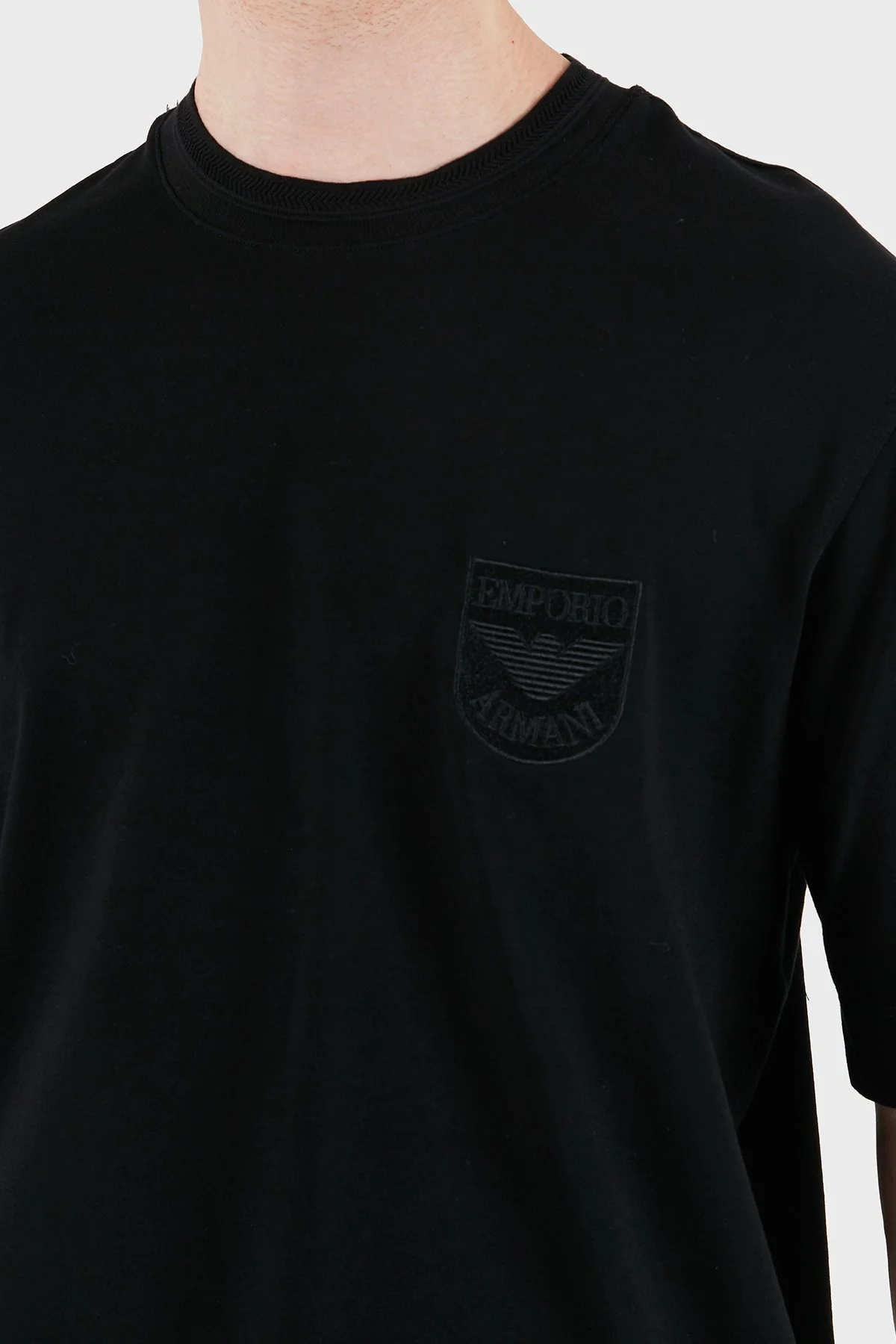 Emporio Armani Logolu Pamuklu Regular Fit Bisiklet Yaka Erkek T Shirt EM005247 AF13715 UC001 SİYAH - 6