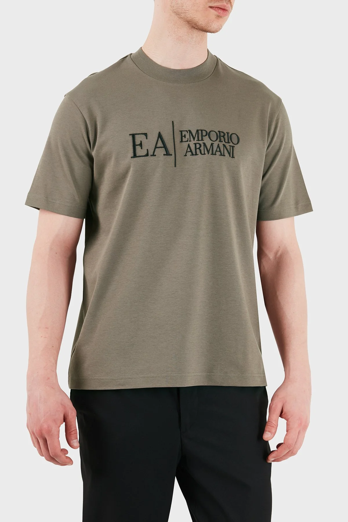 Emporio Armani Logolu Pamuklu Regular Fit Bisiklet Yaka Erkek T Shirt EM005551 AF25183 F6038 HAKİ - 4