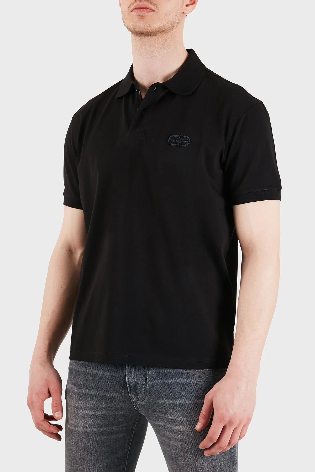 Emporio Armani Logolu Pamuklu Regular Fit Düğmeli Erkek Polo EM004579 AF13742 UC001 SİYAH - 1