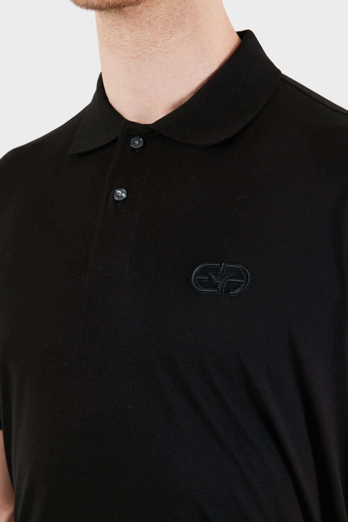 Emporio Armani Logolu Pamuklu Regular Fit Düğmeli Erkek Polo EM004579 AF13742 UC001 SİYAH - 6