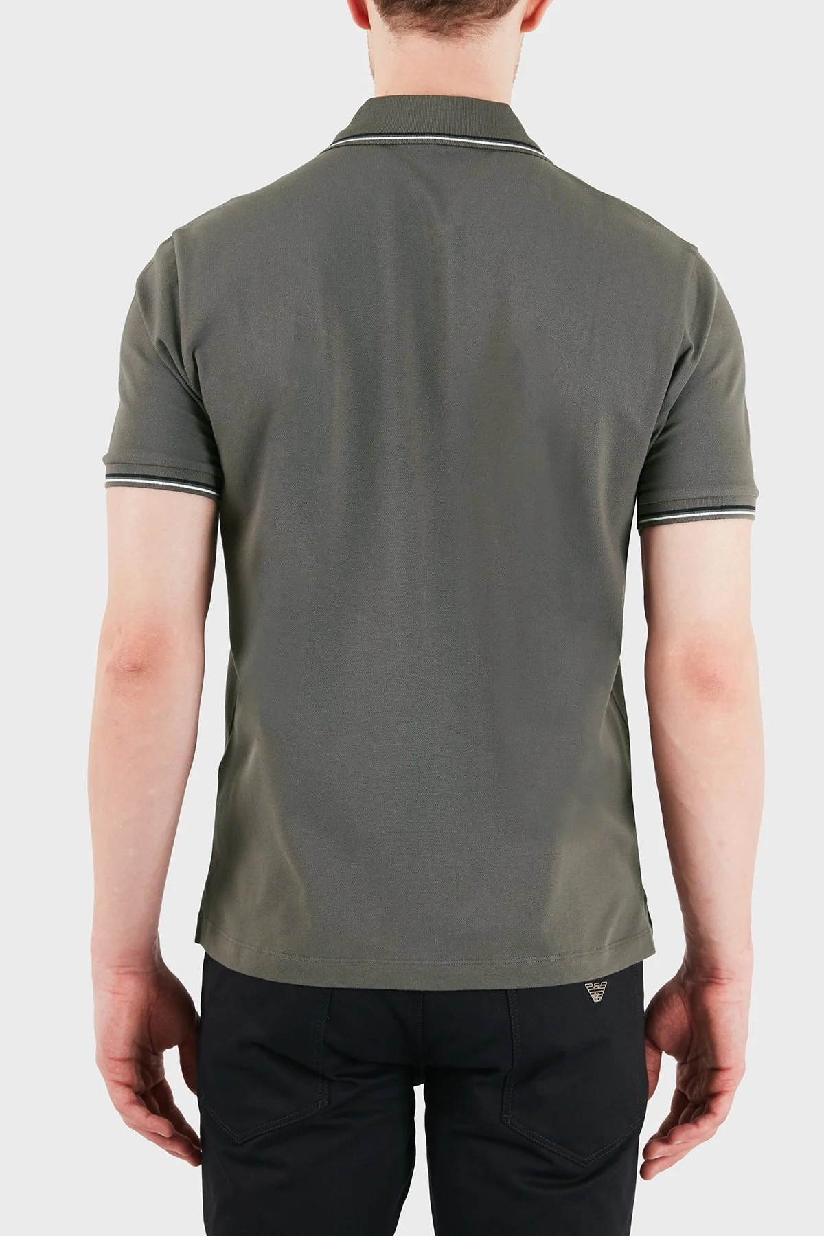 Emporio Armani Logolu Pamuklu Regular Fit Düğmeli Erkek Polo EM004606 AF23090 U8143 HAKİ - 3