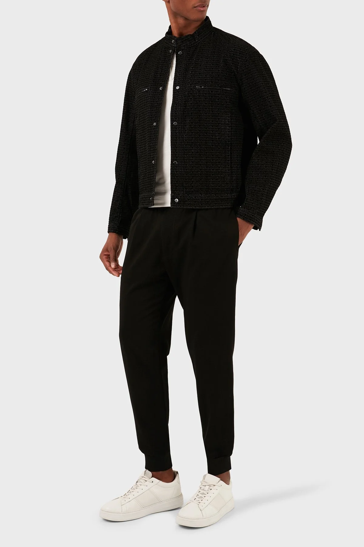 Emporio Armani Logolu Pamuklu Regular Fit Erkek Ceket 3D1BC5 1DRSZ F006 SİYAH - 3