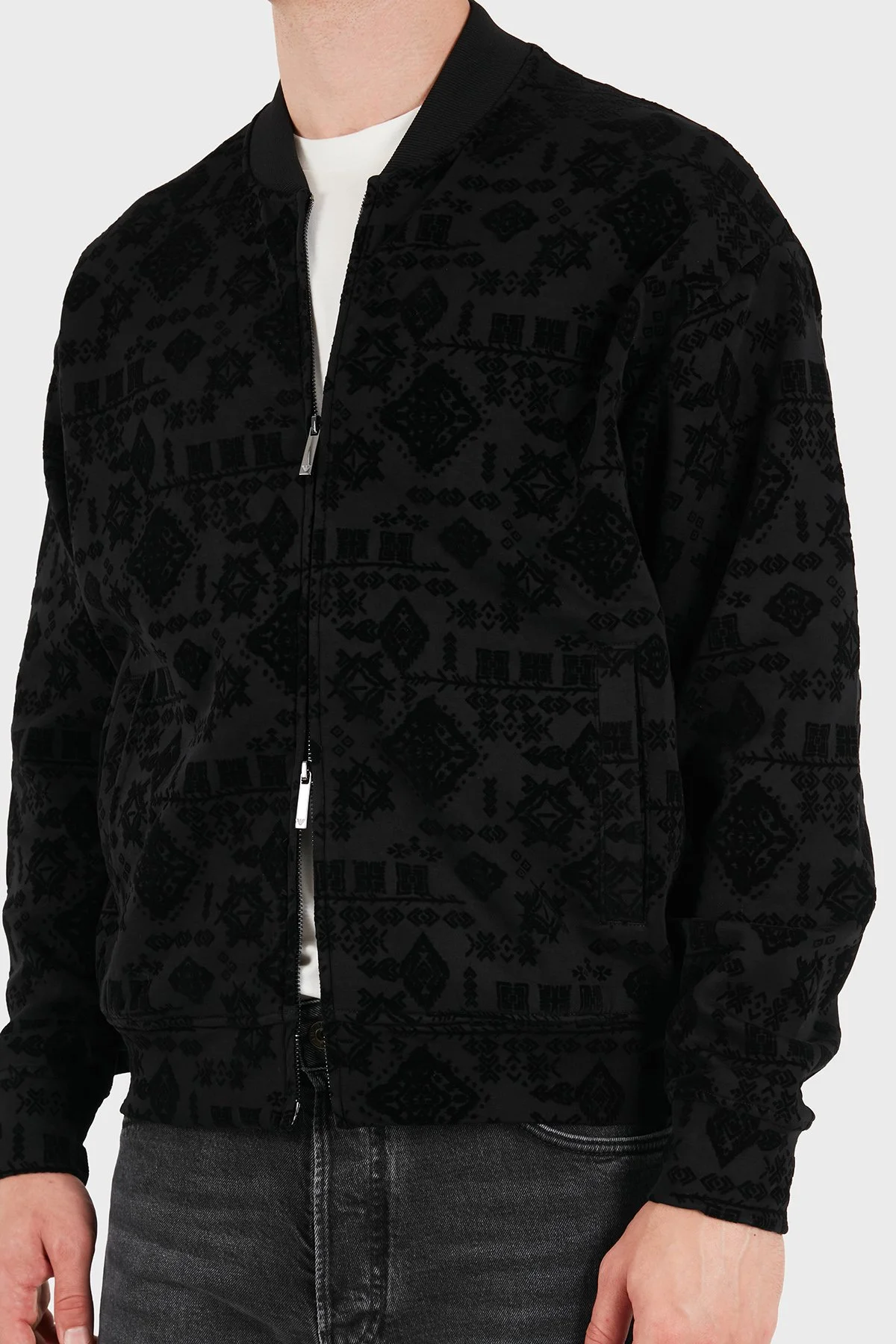 Emporio Armani Logolu Pamuklu Regular Fit Fermuarlı Erkek Sweat EM006881 AF10013 FC377 Siyah - 1