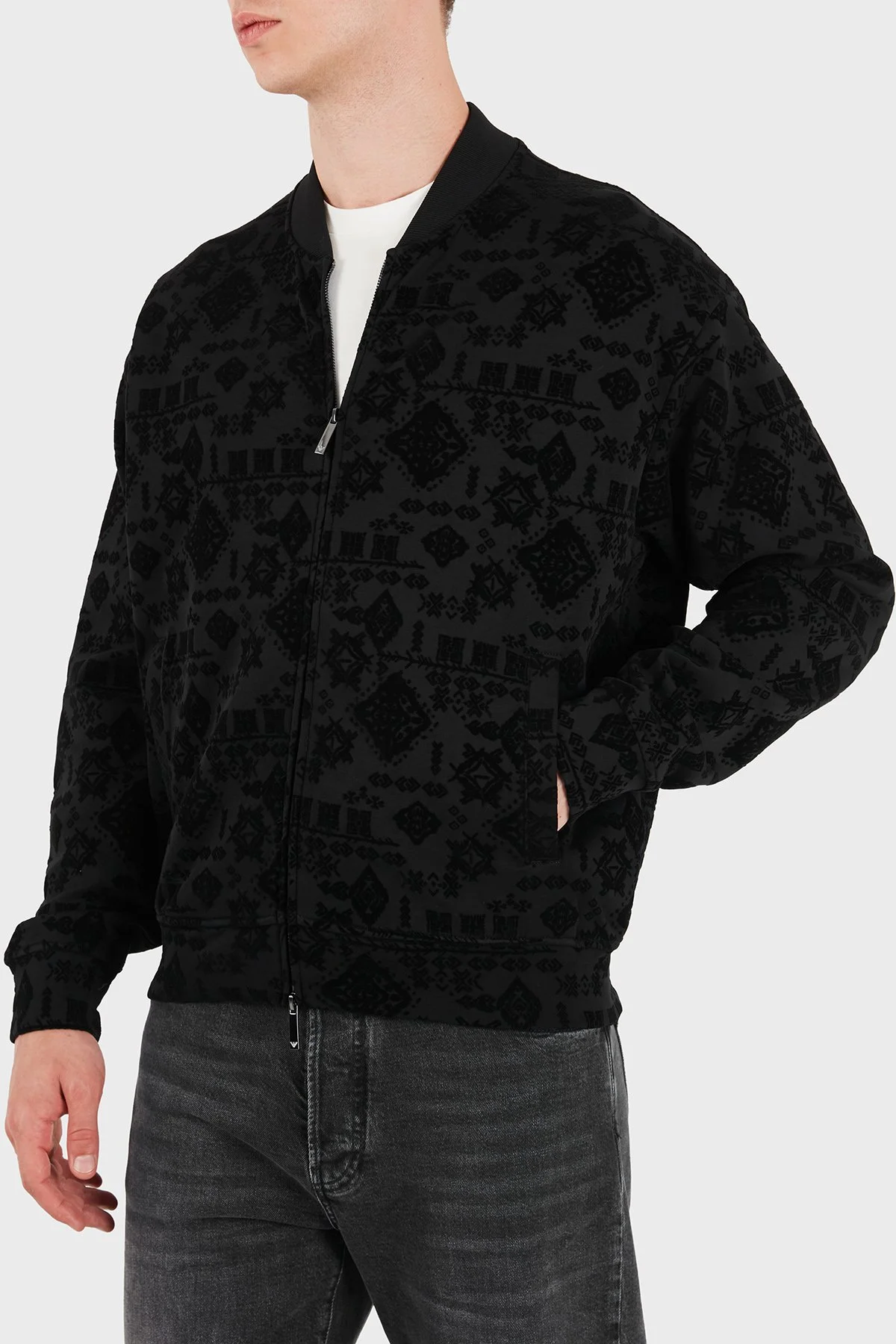 Emporio Armani Logolu Pamuklu Regular Fit Fermuarlı Erkek Sweat EM006881 AF10013 FC377 Siyah - 4