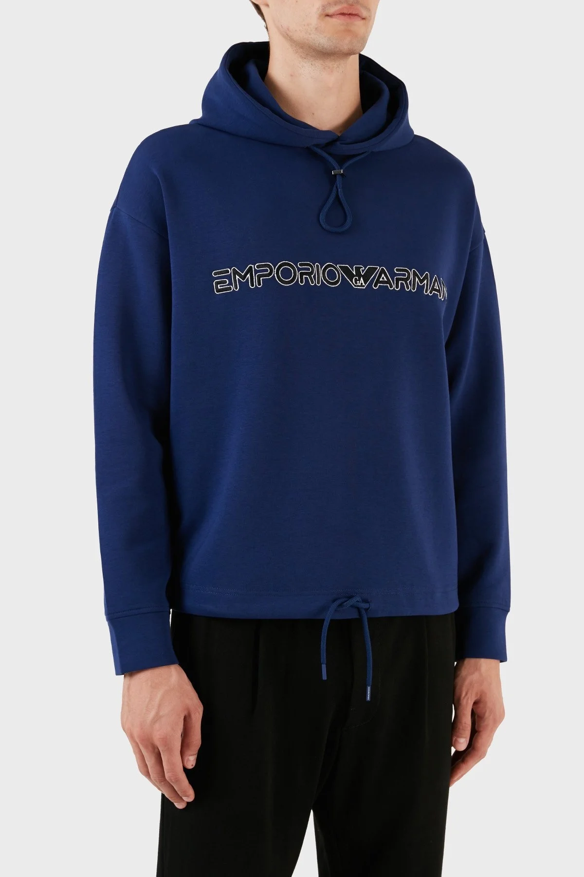 Emporio Armani Logolu Pamuklu Regular Fit Kapüşonlu Erkek Sweat 3R1MBC 1JHSZ 0862 LACİVERT - 4
