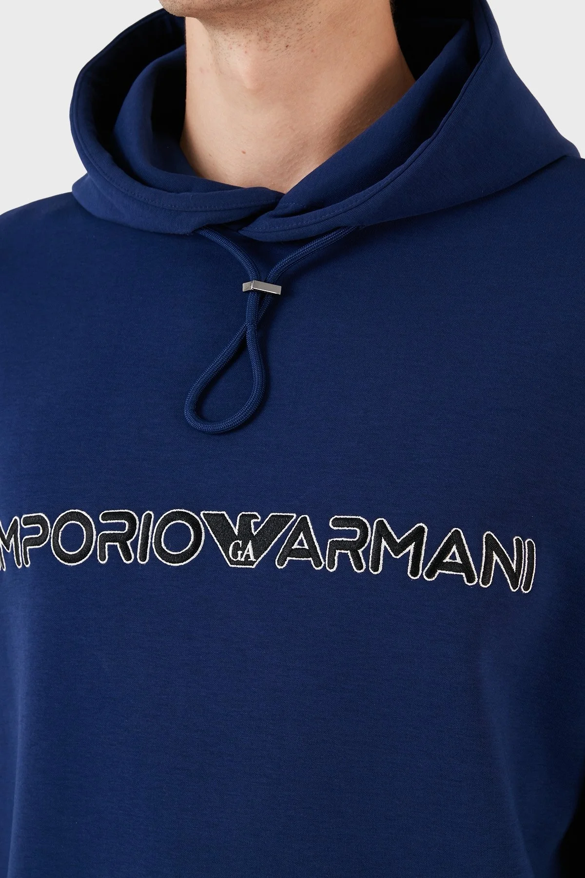 Emporio Armani Logolu Pamuklu Regular Fit Kapüşonlu Erkek Sweat 3R1MBC 1JHSZ 0862 LACİVERT - 5