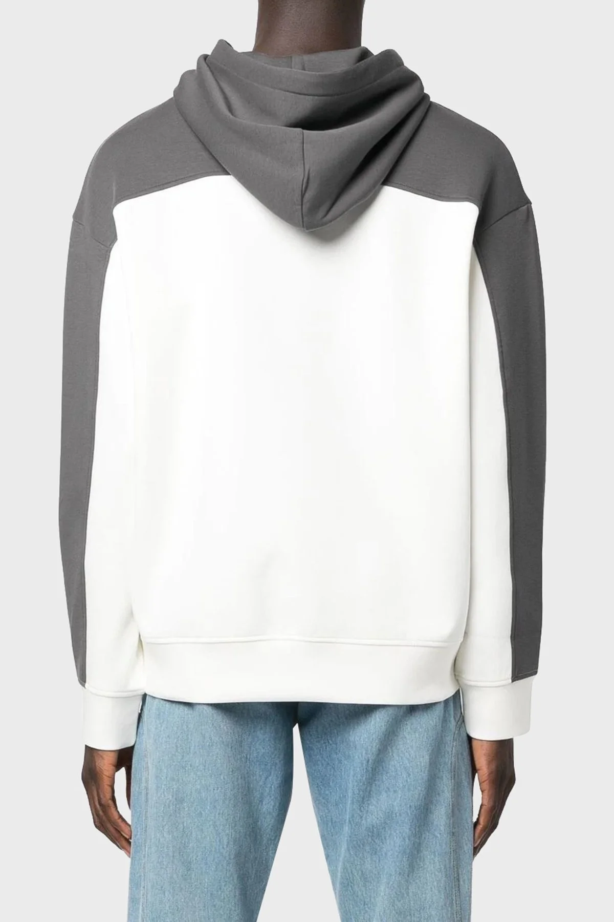 Emporio Armani Logolu Pamuklu Regular Fit Kapüşonlu Erkek Sweat 6L1MB1 1JHSZ 0128 BEYAZ-GRİ - 3