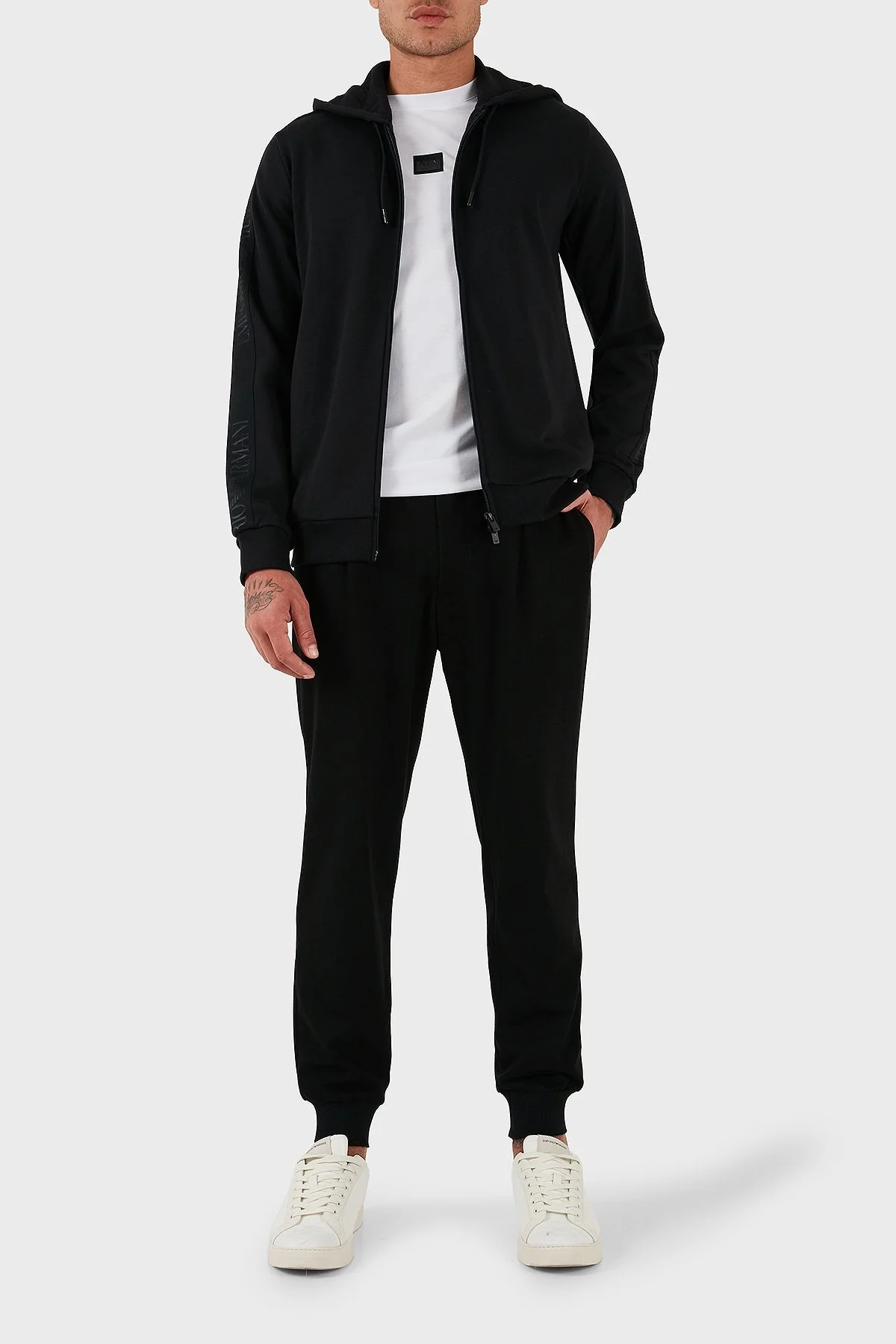 Emporio Armani Logolu Pamuklu Regular Fit Kapüşonlu Erkek Sweat EM000653 AF14976 UC001 SİYAH - 2