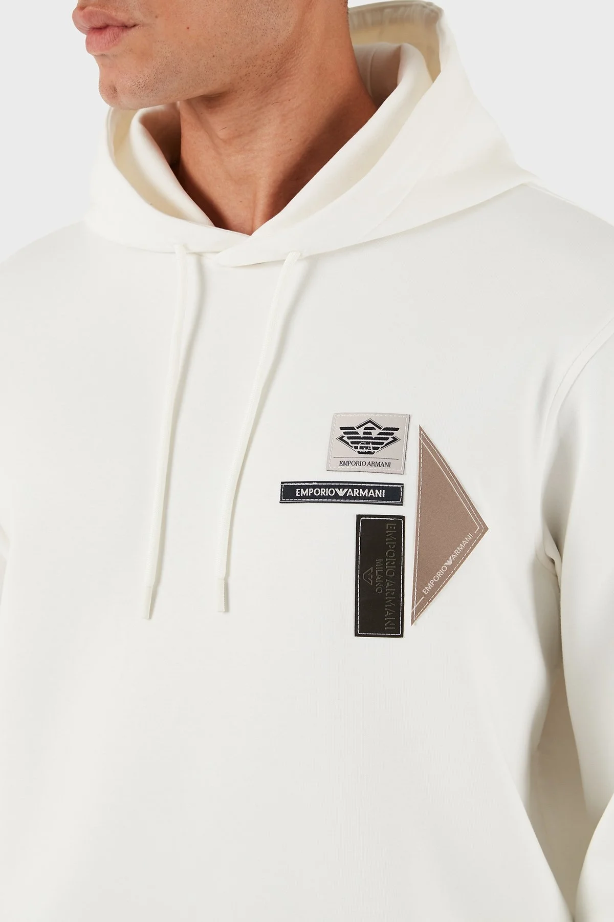 Emporio Armani Logolu Pamuklu Regular Fit Kapüşonlu Erkek Sweat EM003587 AF10013 U0003 BEYAZ - 5