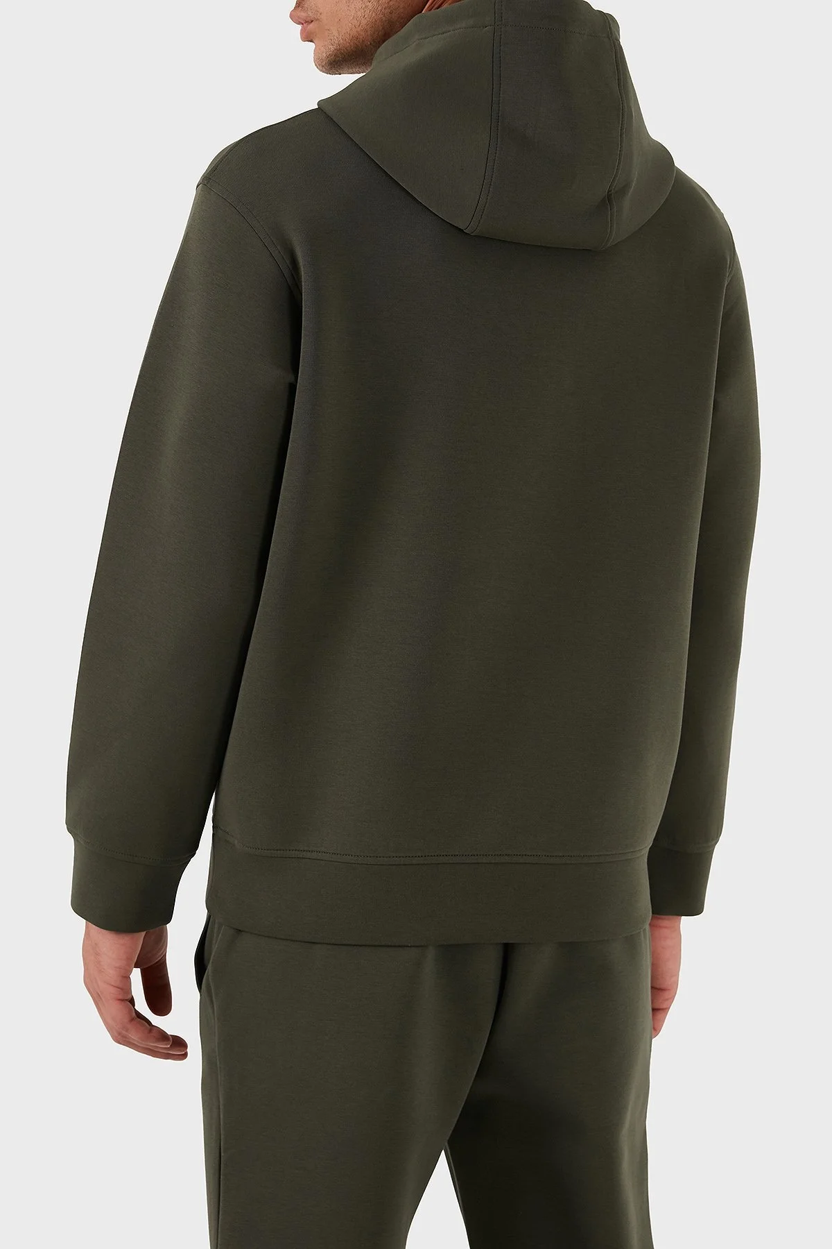 Emporio Armani Logolu Pamuklu Regular Fit Kapüşonlu Erkek Sweat EM003587 AF10013 U8120 HAKİ - 9