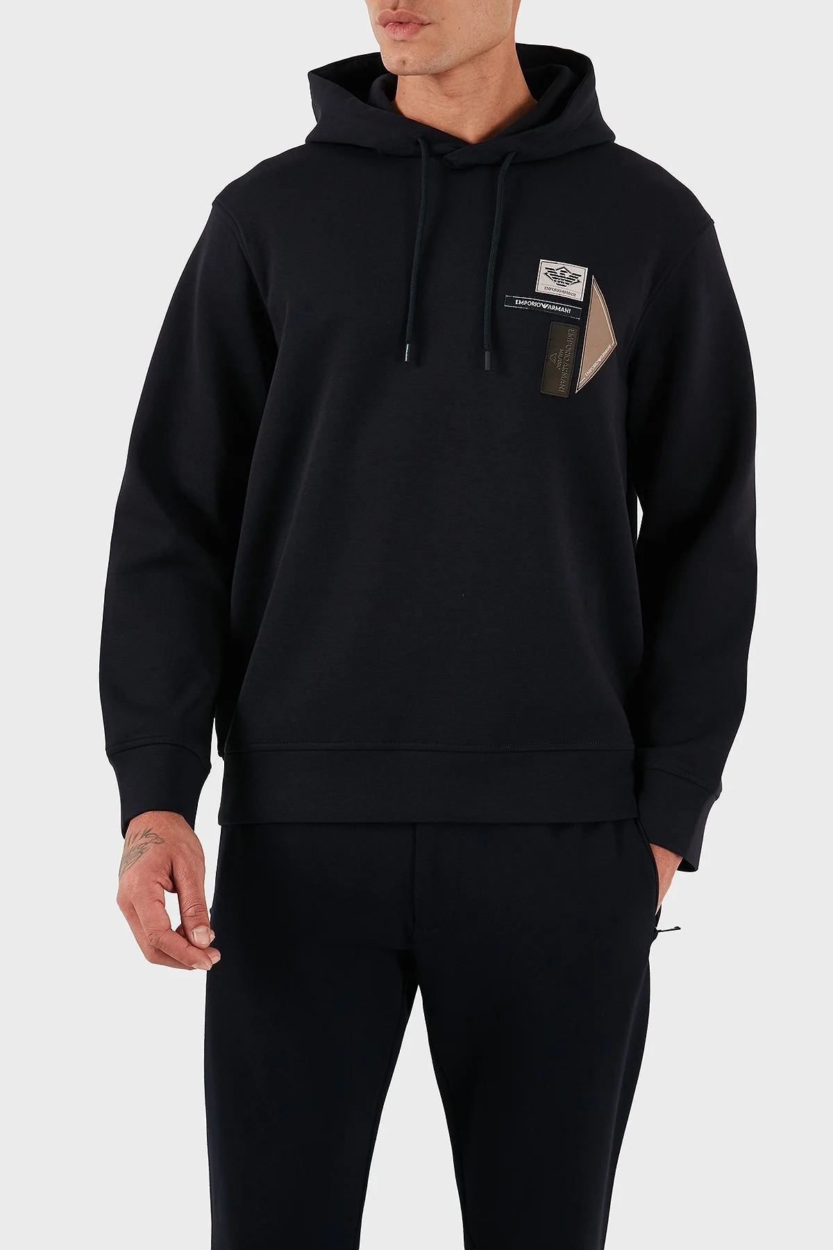 Emporio Armani Logolu Pamuklu Regular Fit Kapüşonlu Erkek Sweat EM003587 AF10013 UB118 LACİVERT - 1