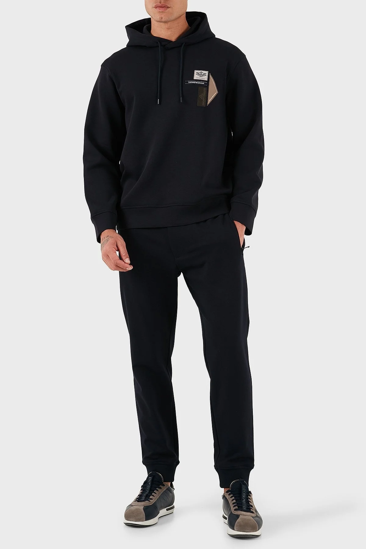 Emporio Armani Logolu Pamuklu Regular Fit Kapüşonlu Erkek Sweat EM003587 AF10013 UB118 LACİVERT - 2