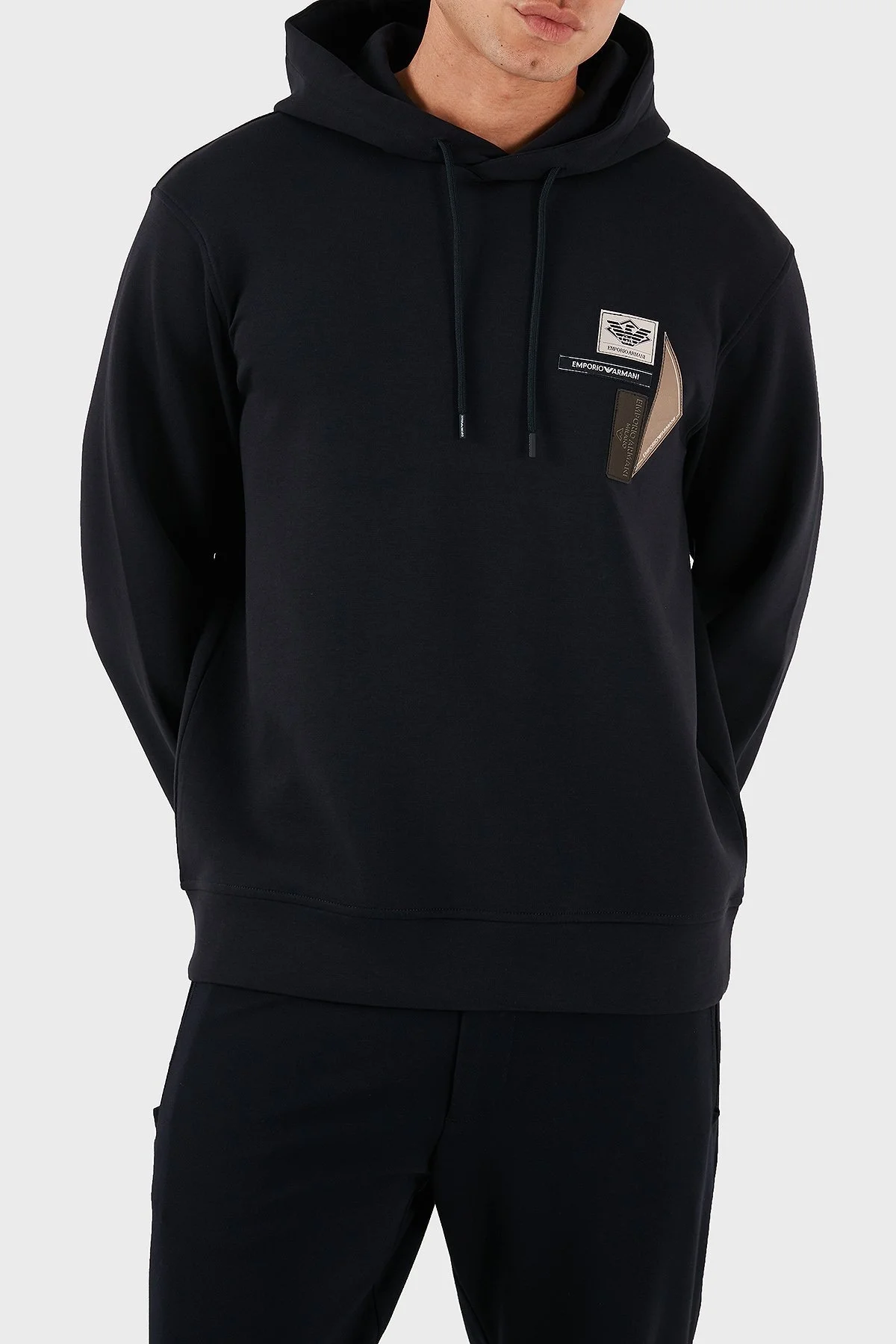 Emporio Armani Logolu Pamuklu Regular Fit Kapüşonlu Erkek Sweat EM003587 AF10013 UB118 LACİVERT - 4