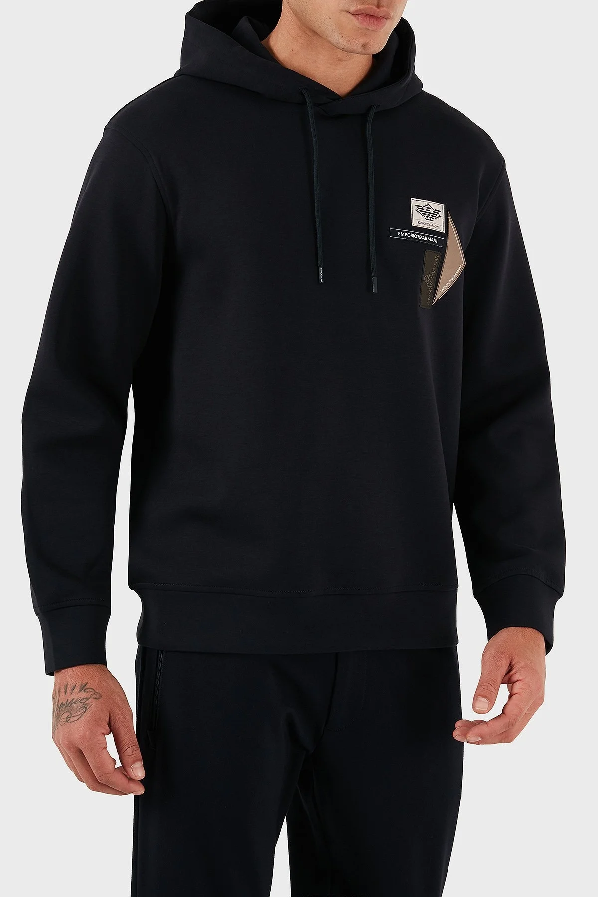Emporio Armani Logolu Pamuklu Regular Fit Kapüşonlu Erkek Sweat EM003587 AF10013 UB118 LACİVERT - 5