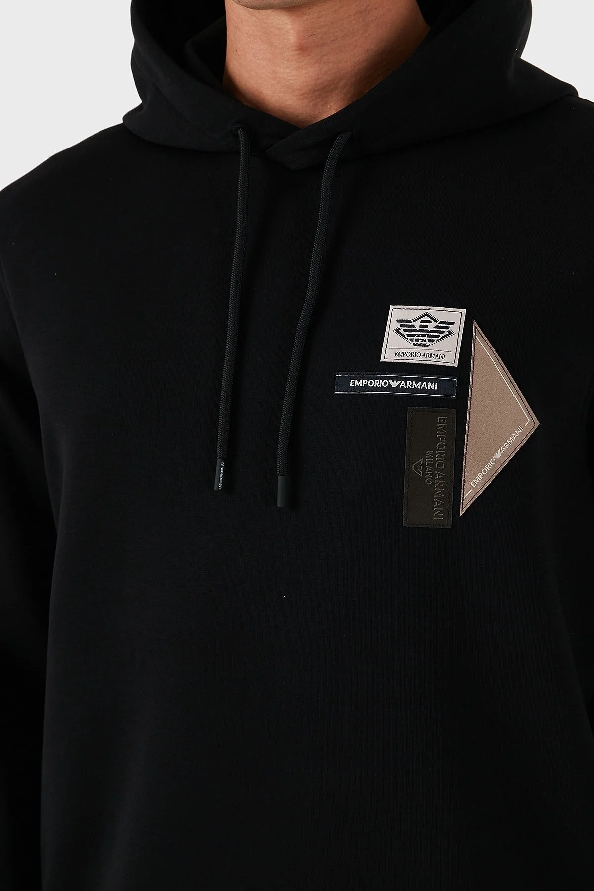 Emporio Armani Logolu Pamuklu Regular Fit Kapüşonlu Erkek Sweat EM003587 AF10013 UC001 SİYAH - 5