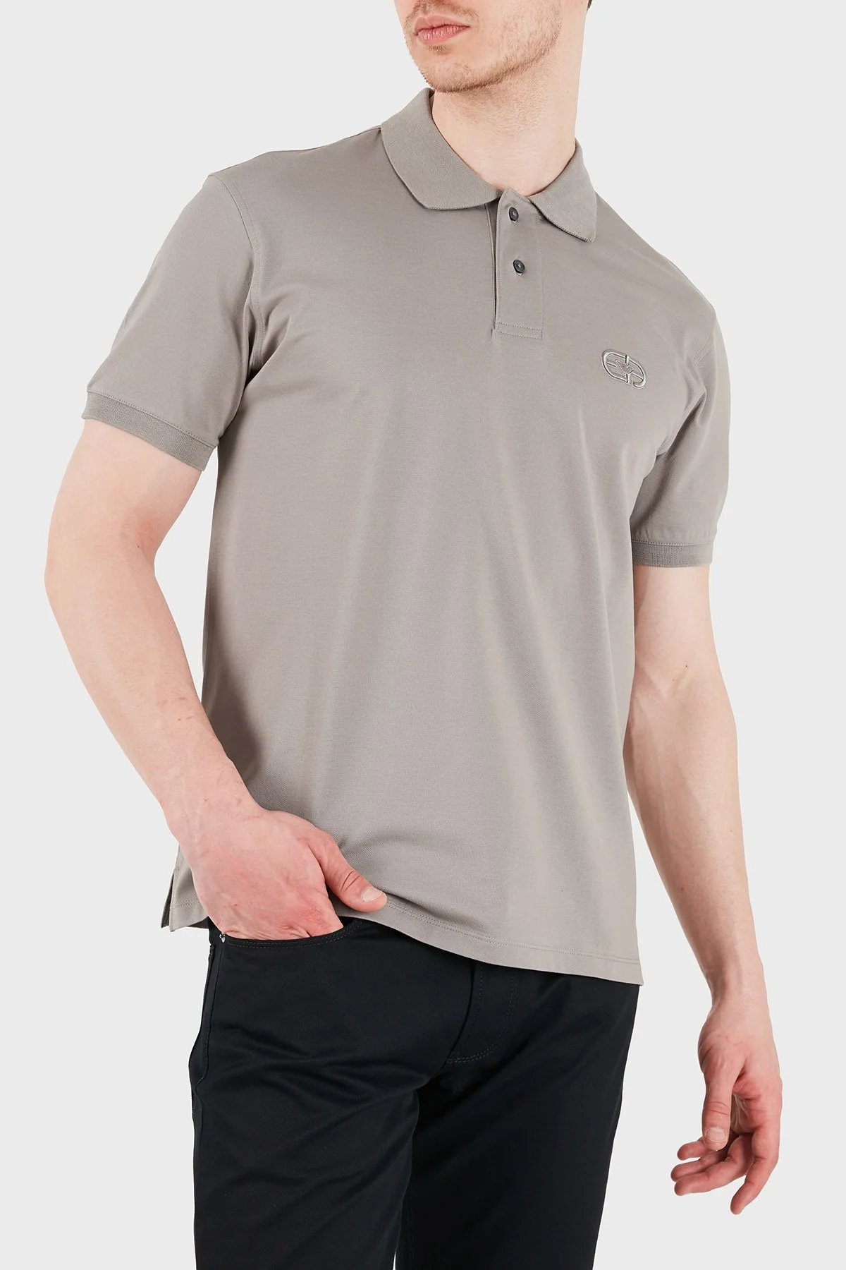 Emporio Armani Logolu Pamuklu Regular Fit Kısa Kollu Düğmeli Erkek Polo EM004579 AF13742 U8049 KAHVE - 1