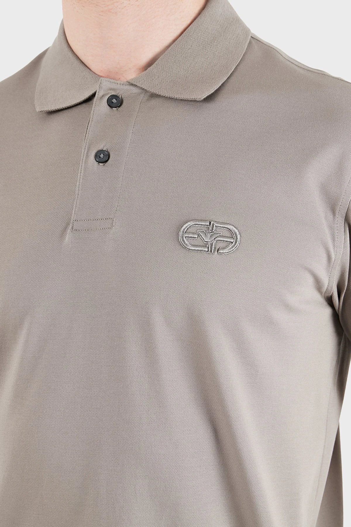 Emporio Armani Logolu Pamuklu Regular Fit Kısa Kollu Düğmeli Erkek Polo EM004579 AF13742 U8049 KAHVE - 4