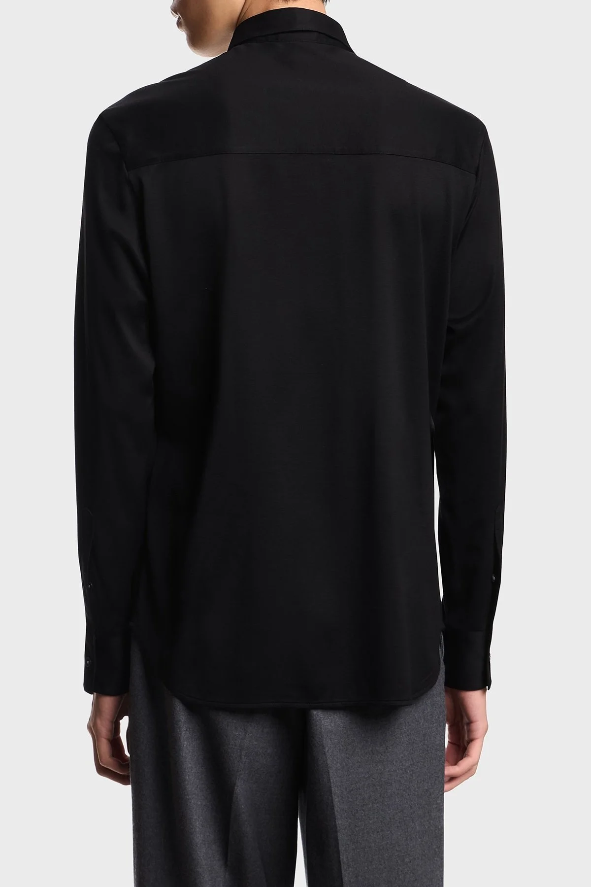 Emporio Armani Logolu Pamuklu Regular Fit Klasik Yaka Erkek Gömlek EM003055 AF10761 UC001 SİYAH - 2