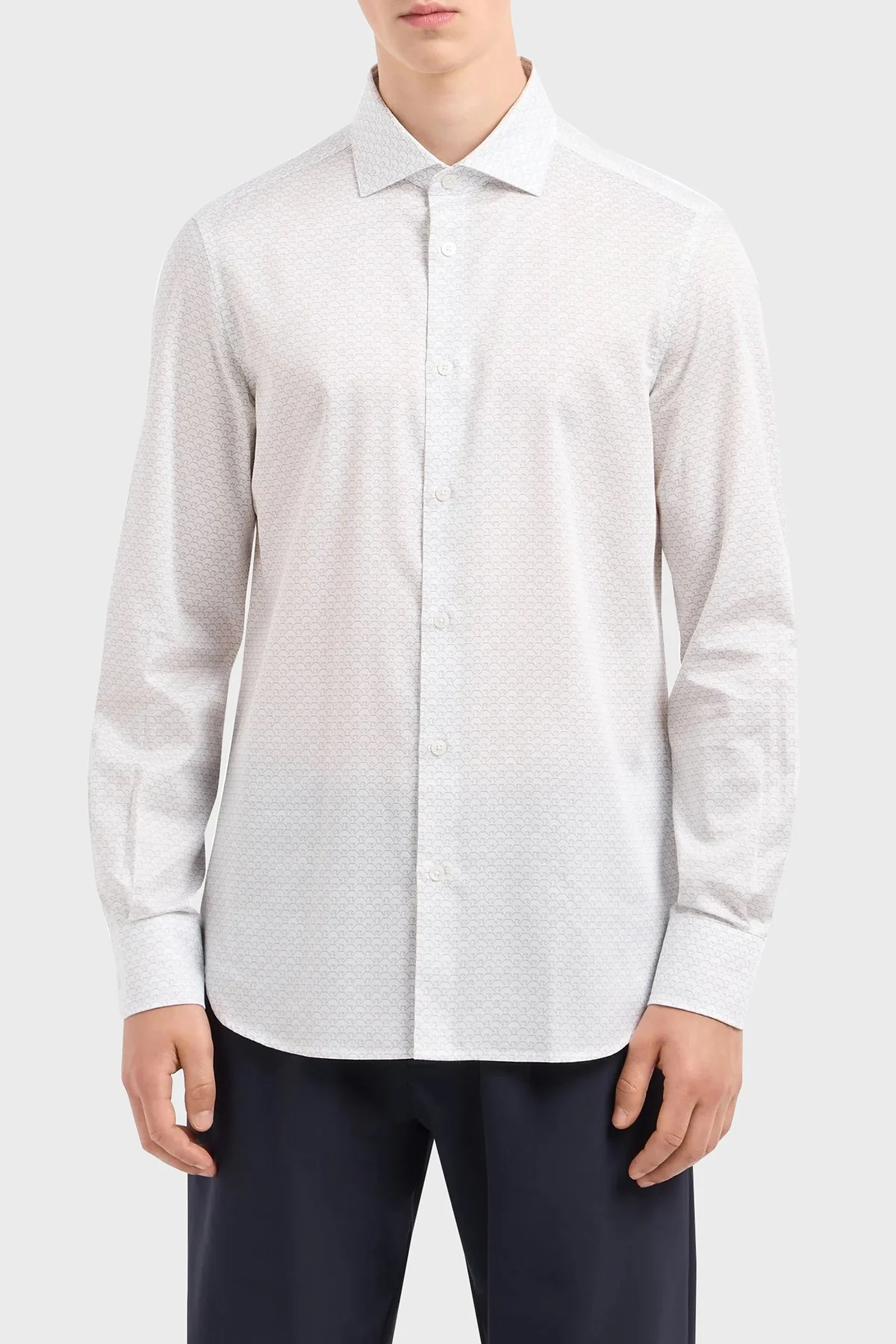 Emporio Armani Logolu Pamuklu Slim Fit Erkek Gömlek 6D1C86 1NPBZ F121 BEYAZ - 1