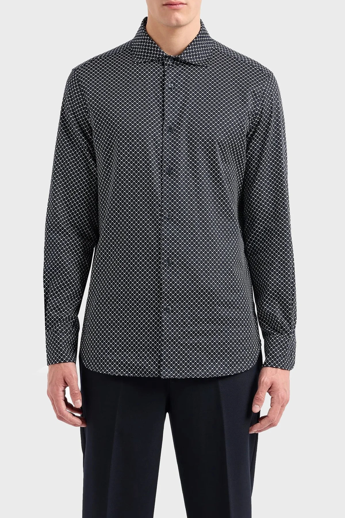 Emporio Armani Logolu Pamuklu Slim Fit Erkek Gömlek 6D1C86 1NPBZ F928 BEYAZ - 1