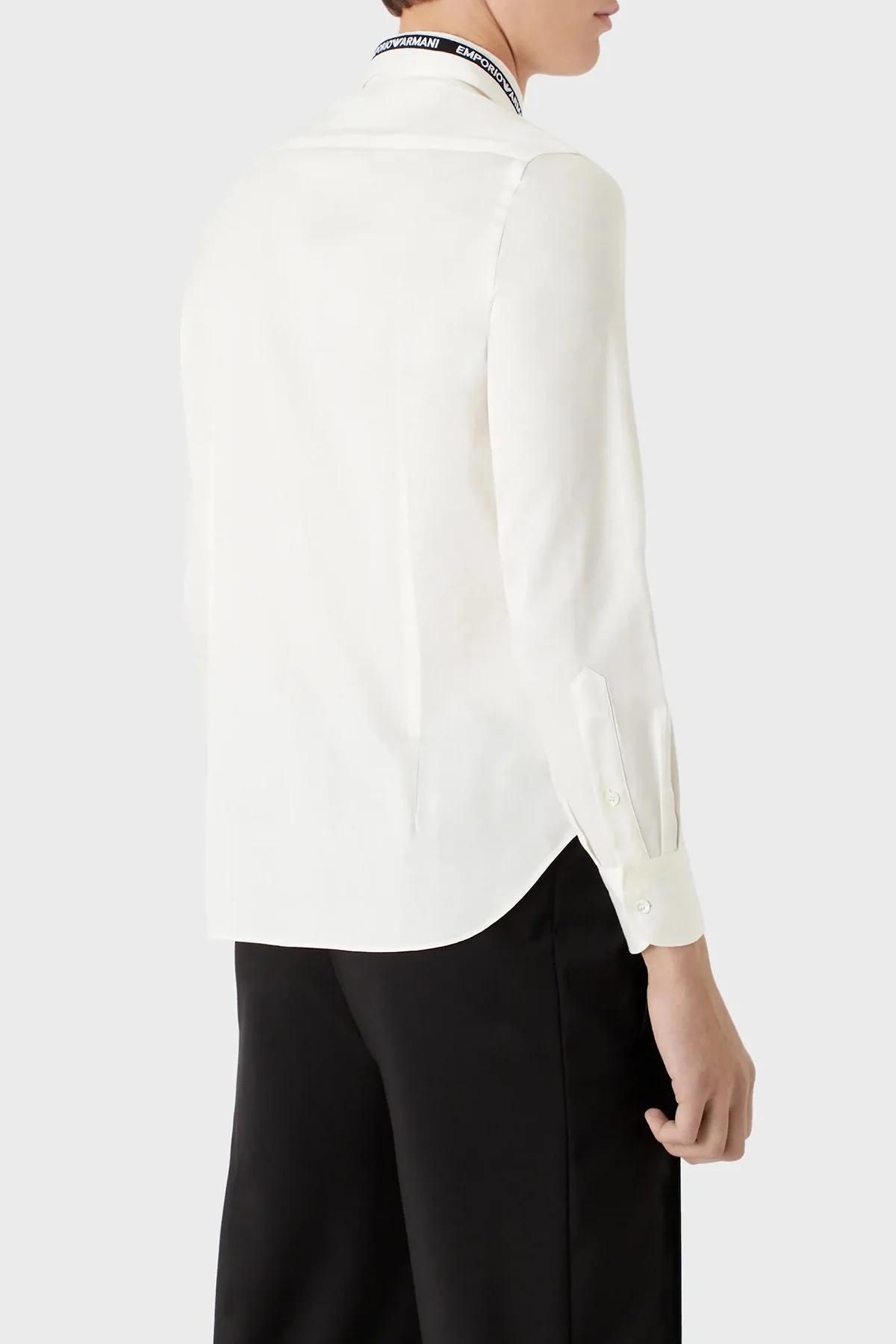 Emporio Armani Logolu Pamuklu Slim Fit Erkek Gömlek 6L1C86 1NT7Z 01A6 BEYAZ - 2