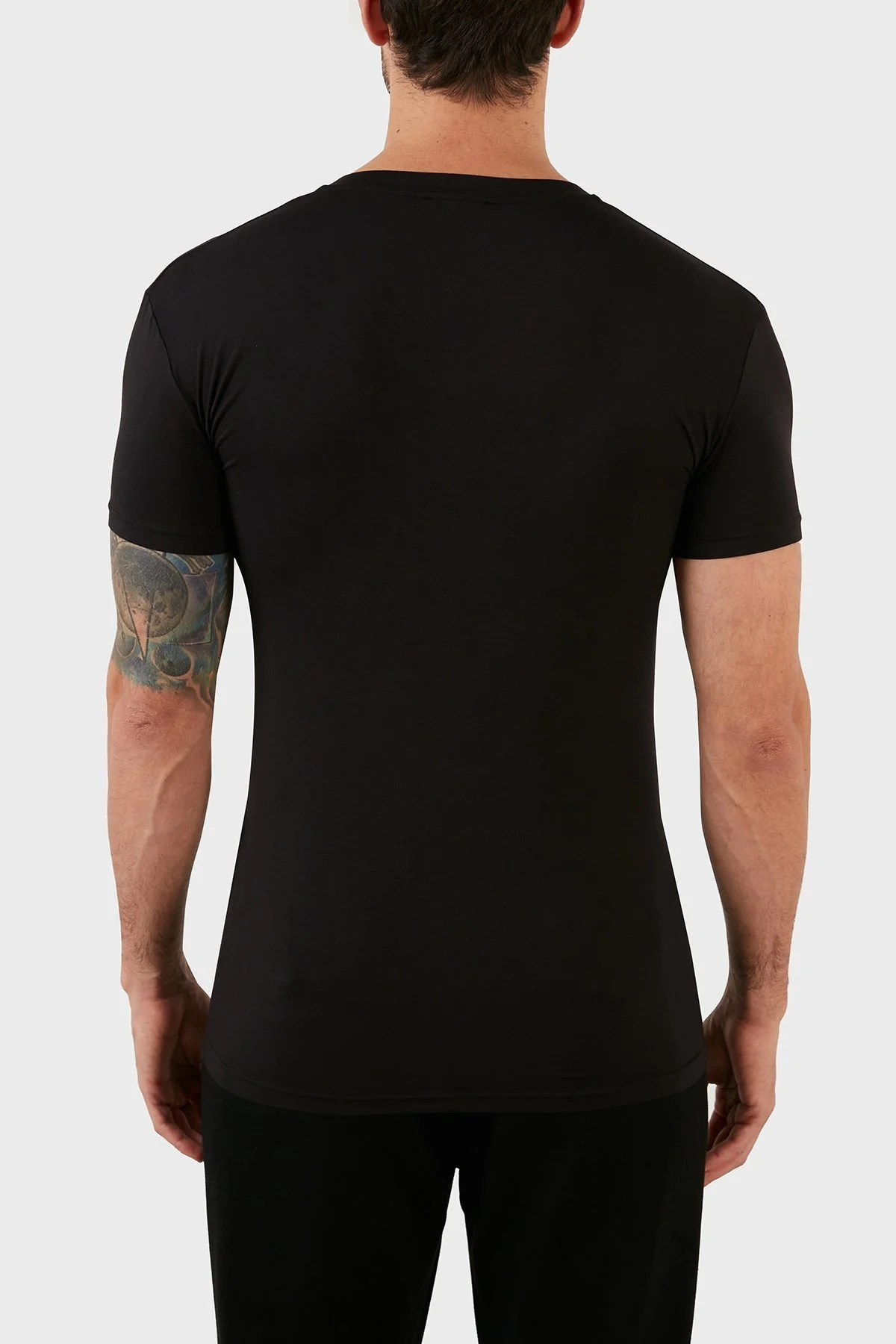 Emporio Armani Logolu Pamuklu V Yaka Slim Fit Erkek T Shirt 110810 2F511 00020 SİYAH - 5