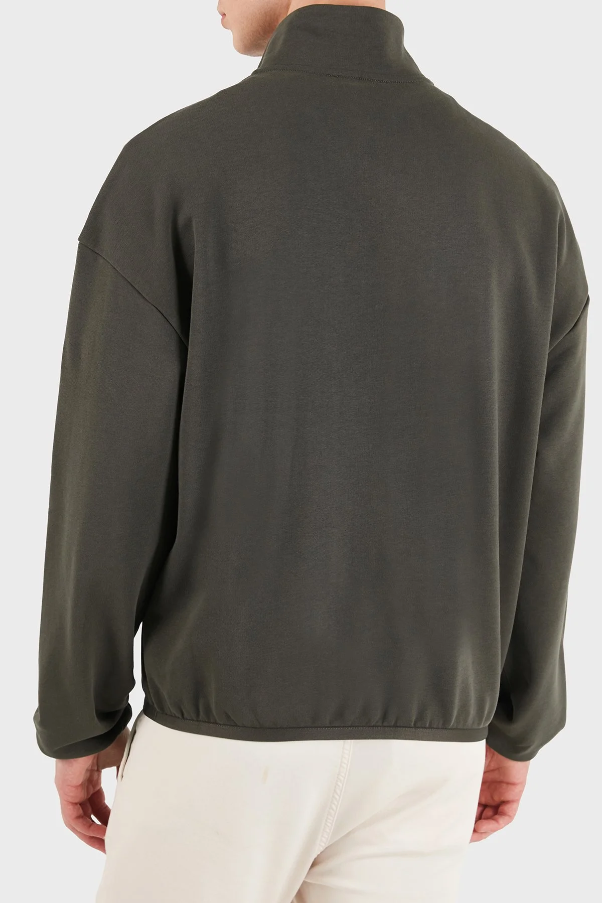 Emporio Armani Logolu Pamuklu Yarım Fermuarlı Dik Yaka Erkek Sweat EM006474 AF28006 U6139 Koyu kahve - 3