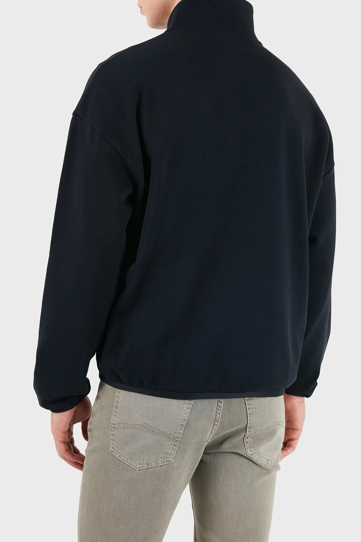 Emporio Armani Logolu Pamuklu Yarım Fermuarlı Dik Yaka Erkek Sweat EM006474 AF28006 UB118 Lacivert - 3