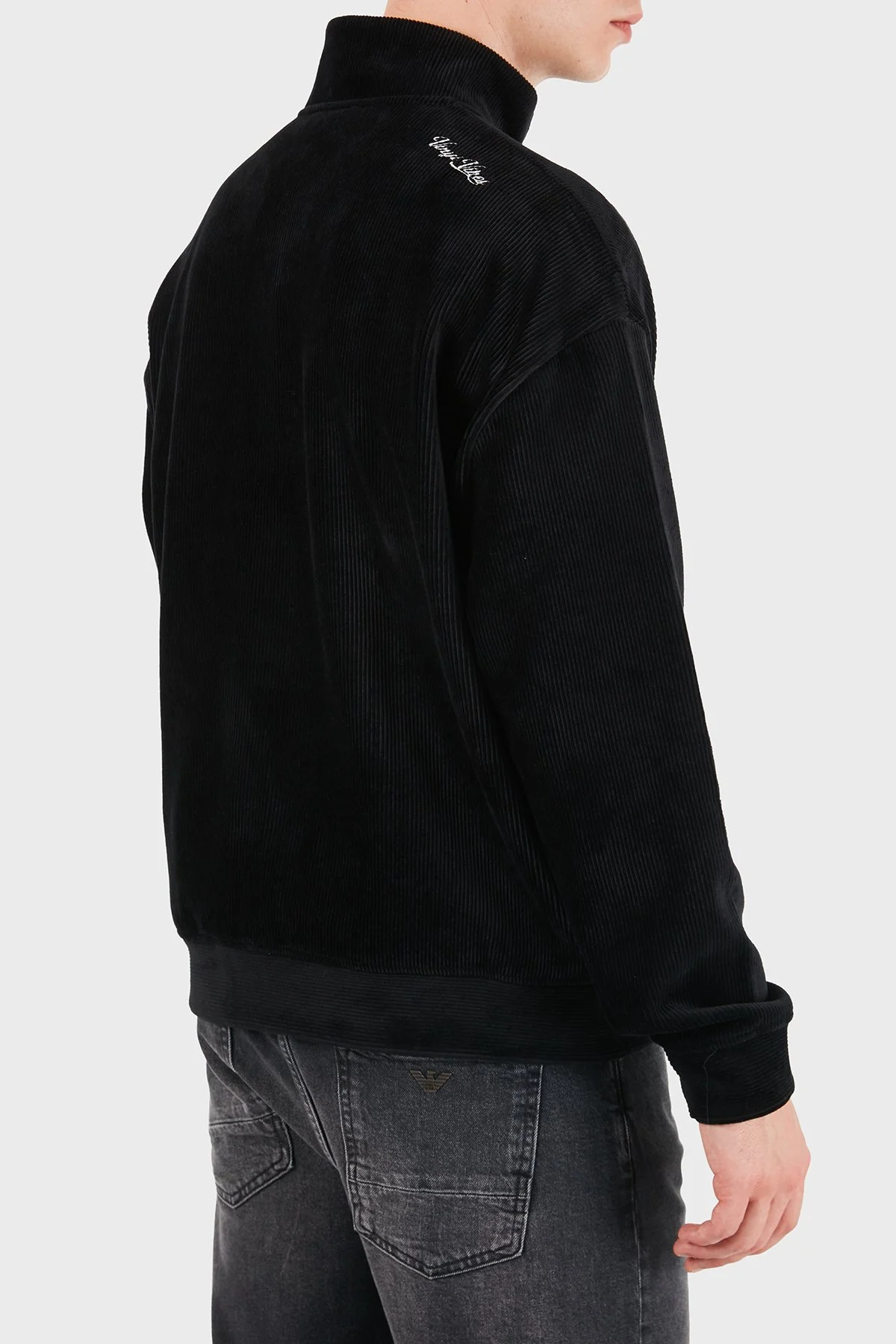 Emporio Armani Logolu Pamuklu Yarım Fermuarlı Dik Yaka Erkek Sweat EM006862 AF28110 UC001 Siyah - 2