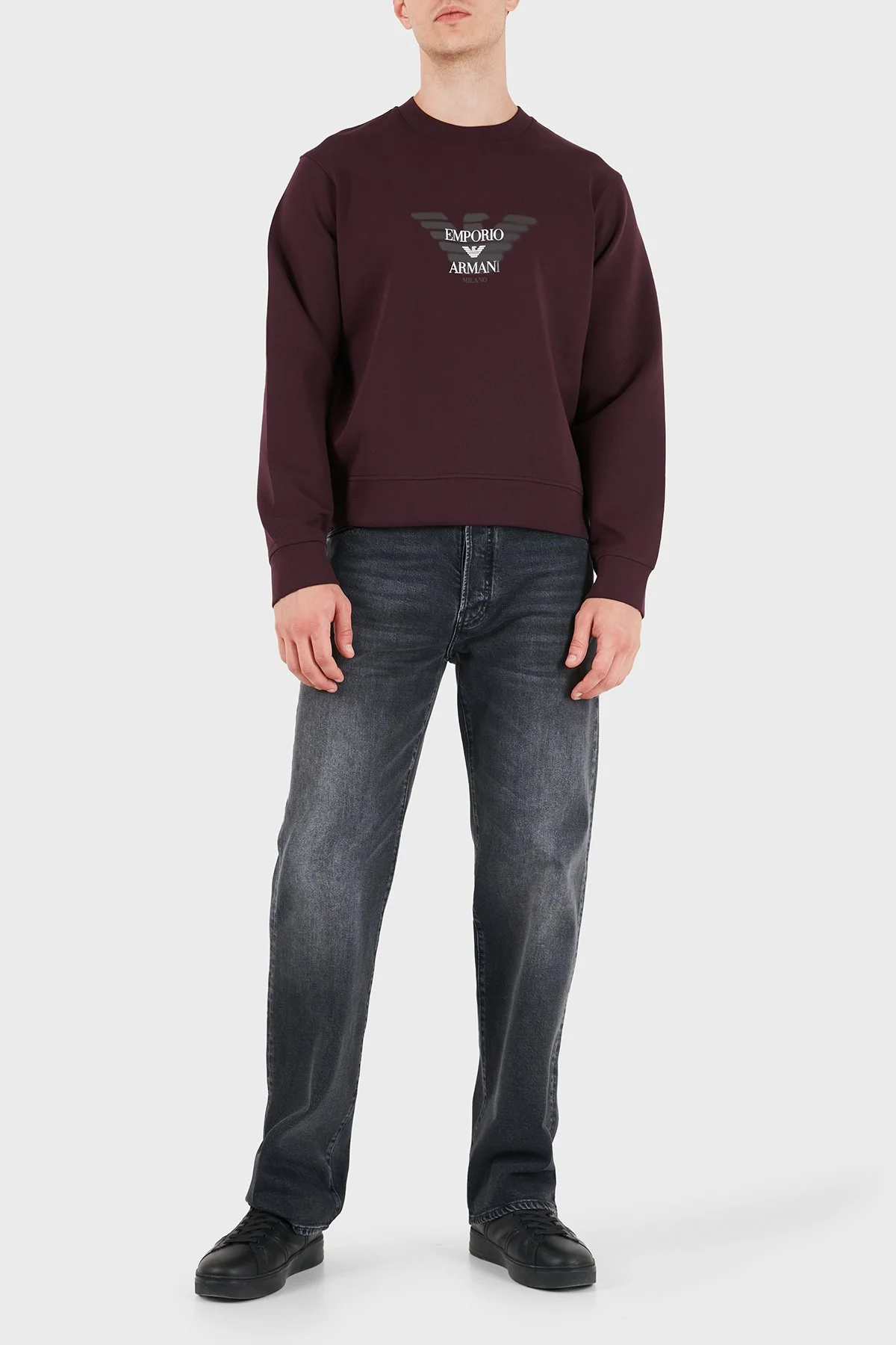 Emporio Armani Logolu Pamuklu Yuvarlak Yaka Erkek Sweat EM007315 AF10013 UA331 Kahve - 2