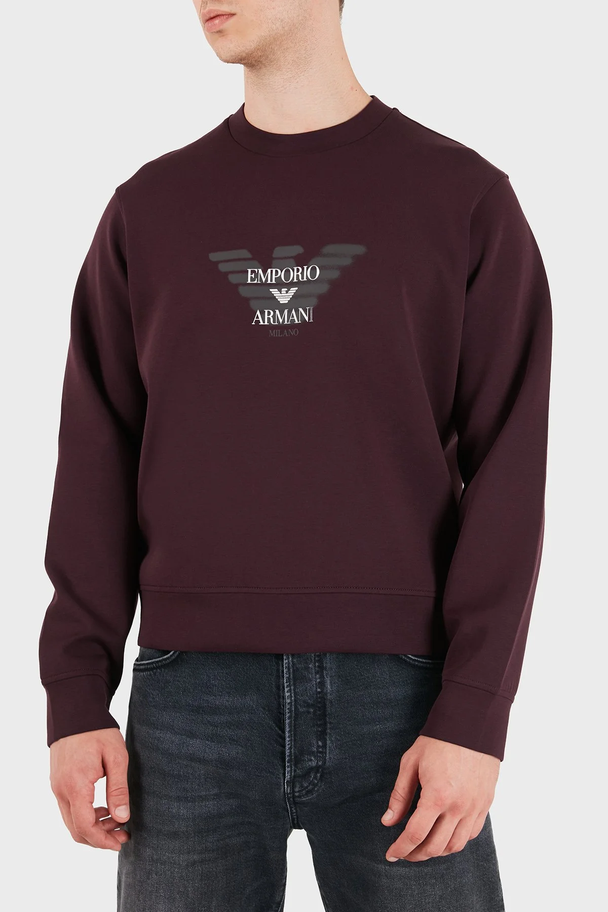 Emporio Armani Logolu Pamuklu Yuvarlak Yaka Erkek Sweat EM007315 AF10013 UA331 Kahve - 4