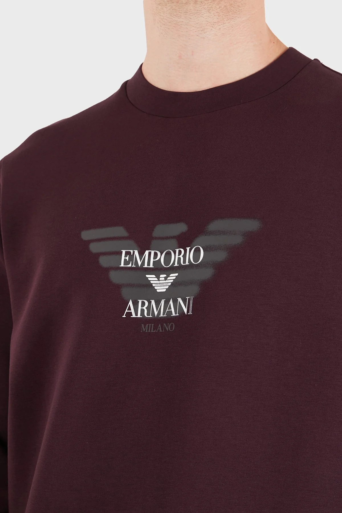 Emporio Armani Logolu Pamuklu Yuvarlak Yaka Erkek Sweat EM007315 AF10013 UA331 Kahve - 5