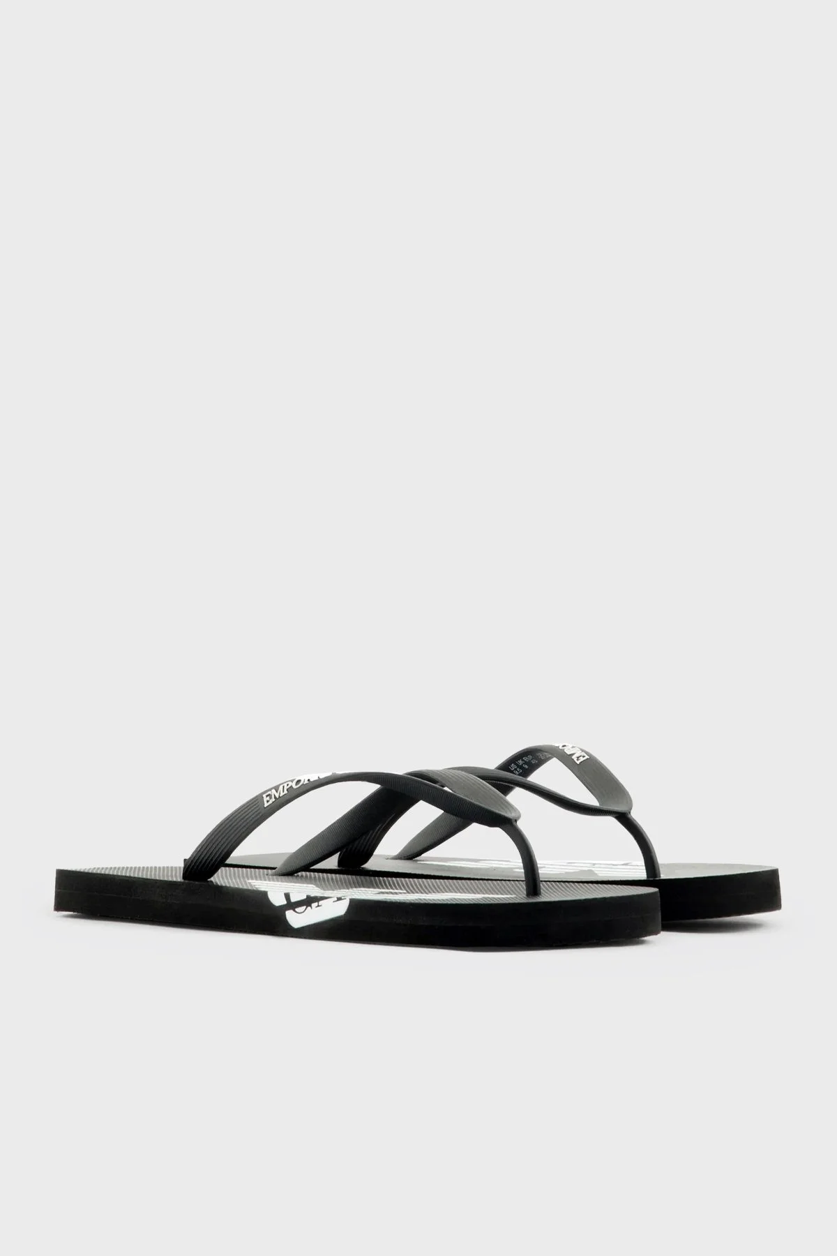 Emporio Armani Logolu Parmak Arası Unisex Terlik XVQS08 XN746 A120 SİYAH-BEYAZ - 2