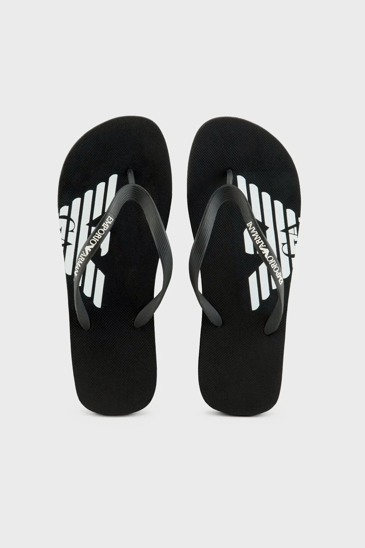 Emporio Armani Logolu Parmak Arası Unisex Terlik XVQS08 XN746 A120 SİYAH-BEYAZ - 10