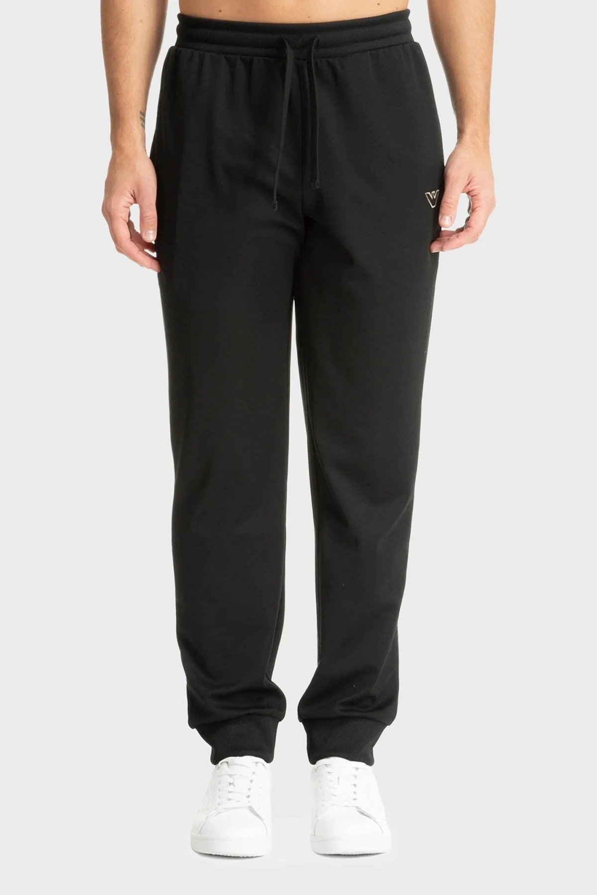 Emporio Armani Logolu Regular Fit Bağlamalı Ribanalı Paça Jogger Erkek Pantolon EM000500 AF10791 UC001 SİYAH - 1