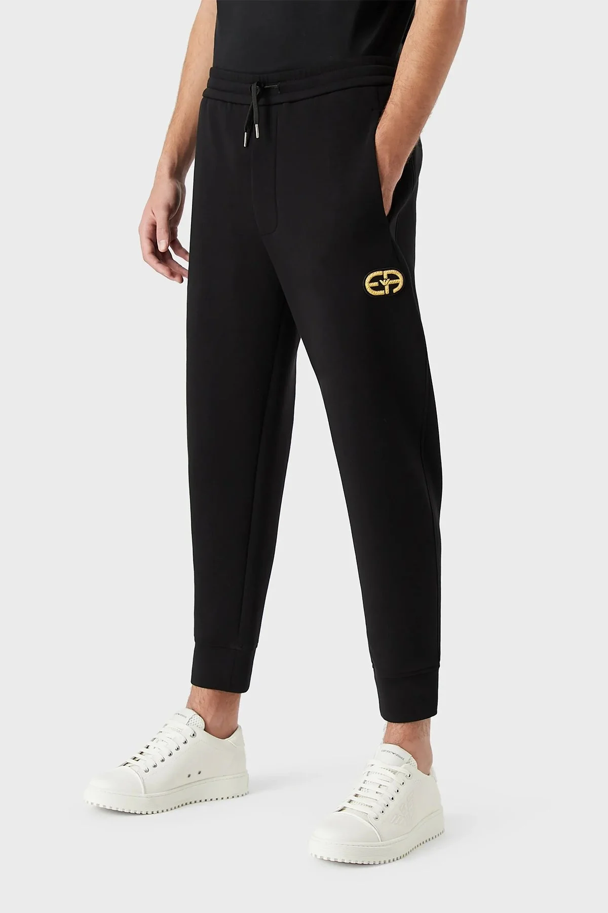 Emporio Armani Logolu Regular Fit Belden Bağlamalı % 100 Pamuk Erkek Pantolon 6L1P84 1JHSZ 0999 SİYAH - 2