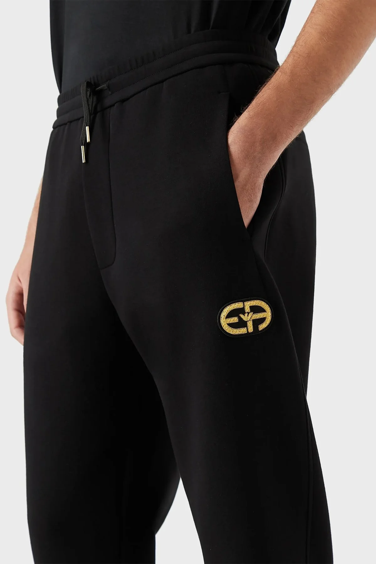 Emporio Armani Logolu Regular Fit Belden Bağlamalı % 100 Pamuk Erkek Pantolon 6L1P84 1JHSZ 0999 SİYAH - 3