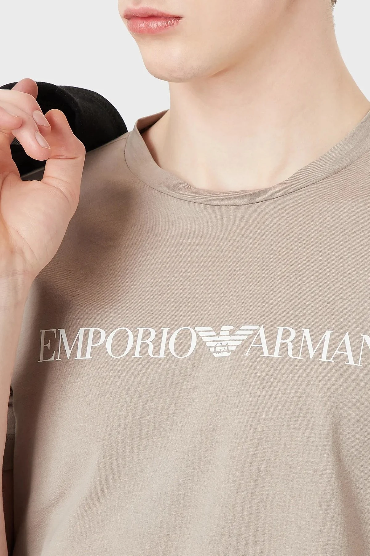 Emporio Armani Logolu Regular Fit Bisiklet Yaka % 100 Pamuk Erkek T Shirt 8N1TN5 1JPZZ 0149 BEJ - 2