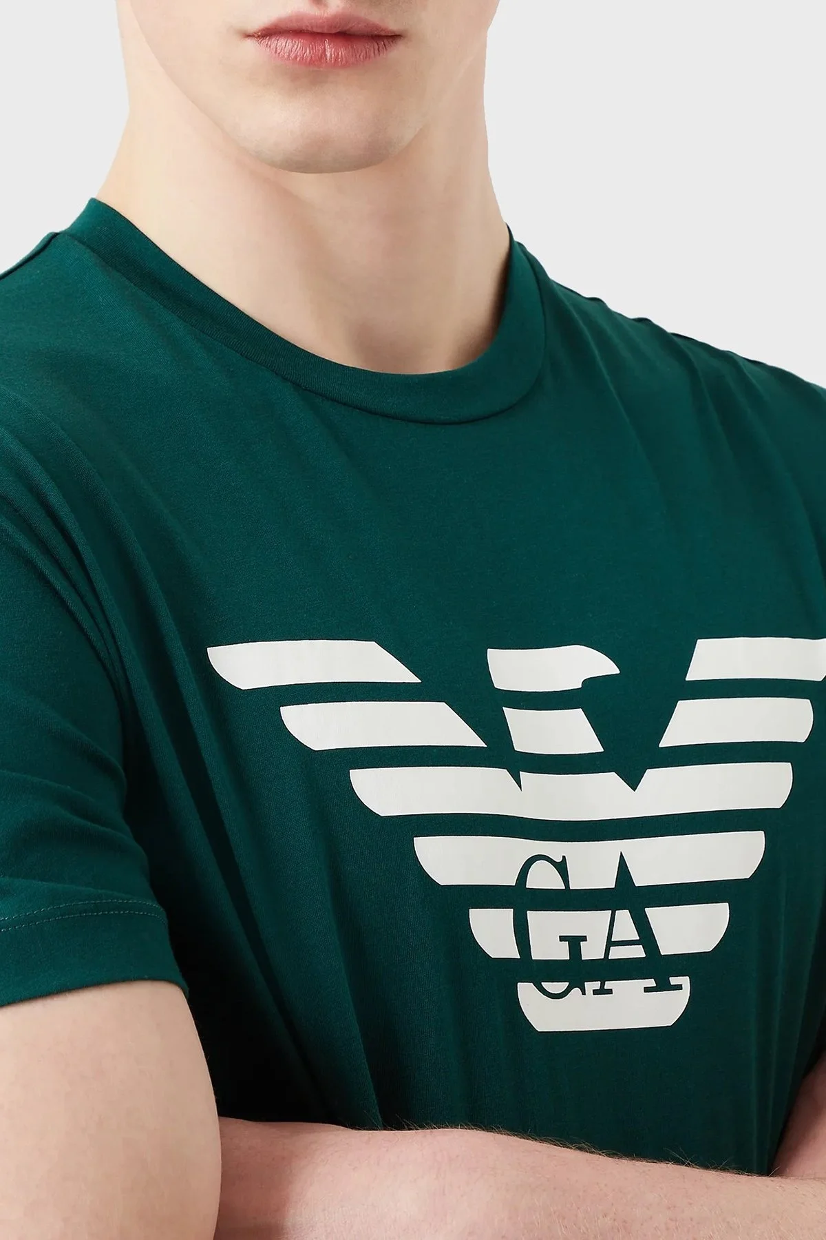 Emporio Armani Logolu Regular Fit Bisiklet Yaka % 100 Pamuk Erkek T Shirt 8N1TN5 1JPZZ 0571 YEŞİL - 2