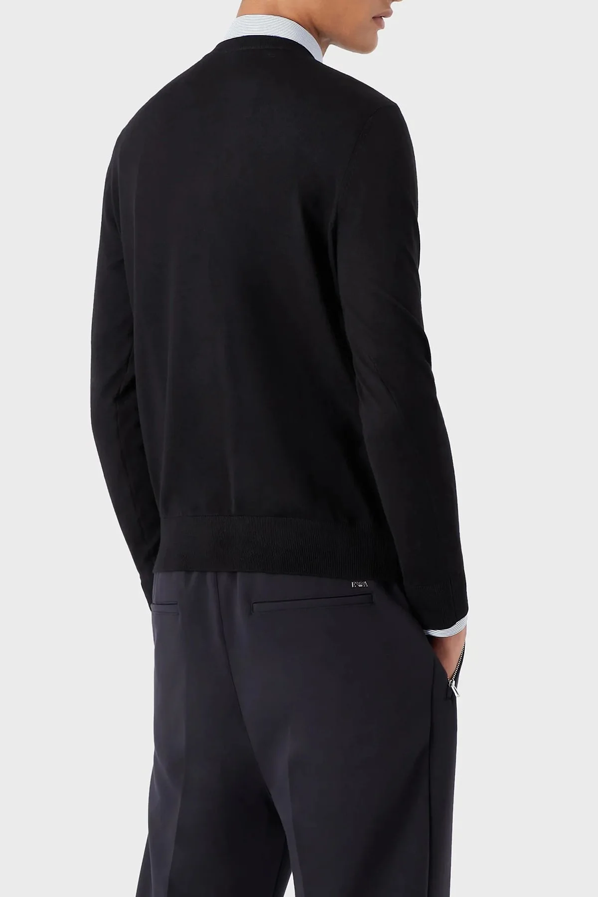 Emporio Armani Logolu Regular Fit Bisiklet Yaka % 100 Yün Erkek Kazak 6L1MXG 1MJVZ 0920 LACİVERT - 2