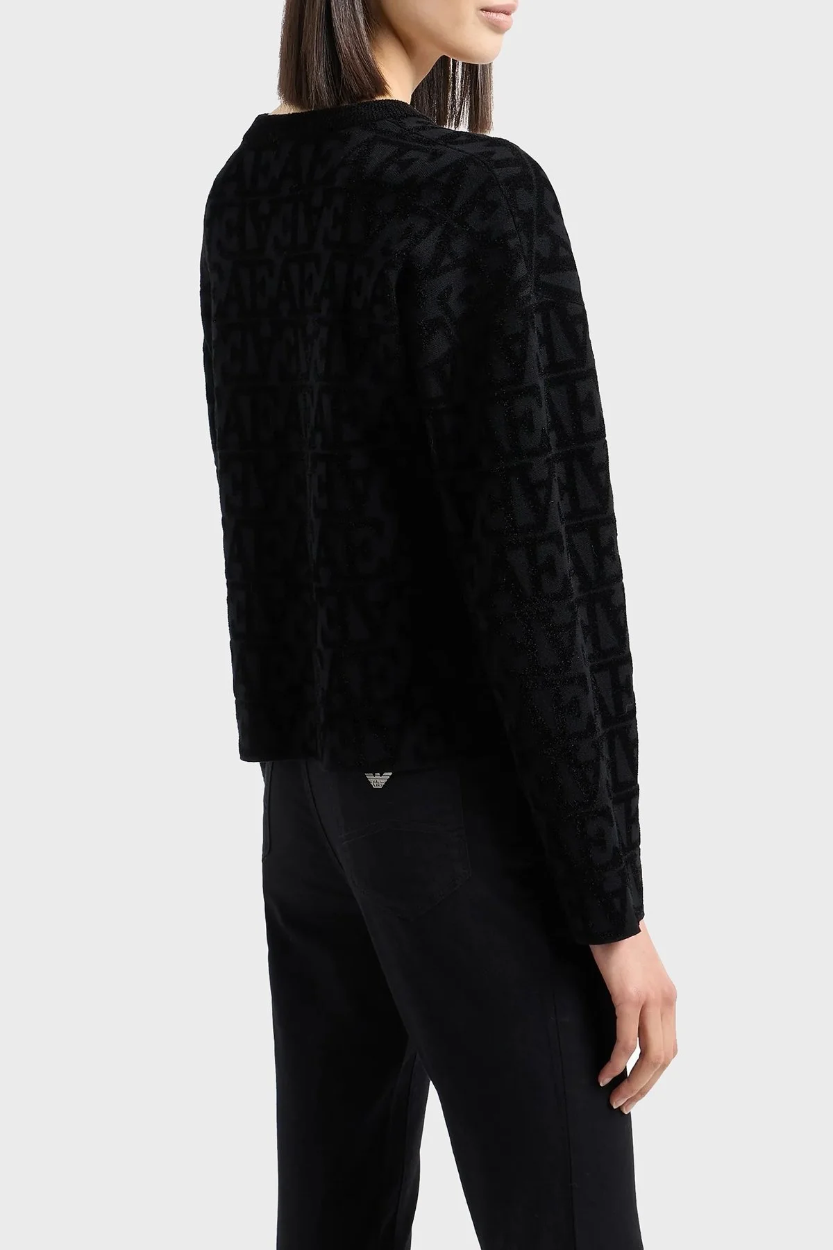 Emporio Armani Logolu Regular Fit Bisiklet Yaka Bayan Kazak 6D2MTC 2M10Z 0999 SİYAH - 2