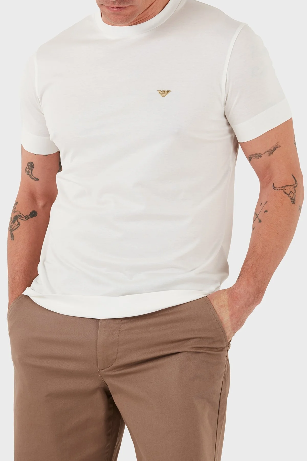 Emporio Armani Logolu Regular Fit Bisiklet Yaka Erkek T Shirt EM001702 AF10017 M0131 BEYAZ - 3