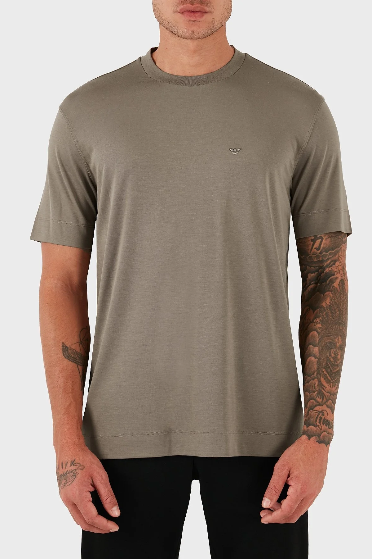 Emporio Armani Logolu Regular Fit Bisiklet Yaka Erkek T Shirt EM002996 AF13721 U6189 BEJ - 1