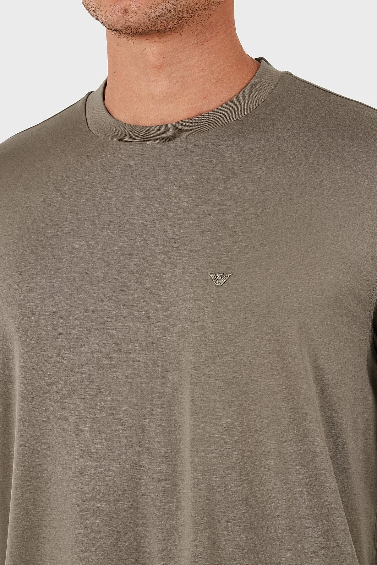 Emporio Armani Logolu Regular Fit Bisiklet Yaka Erkek T Shirt EM002996 AF13721 U6189 BEJ - 6
