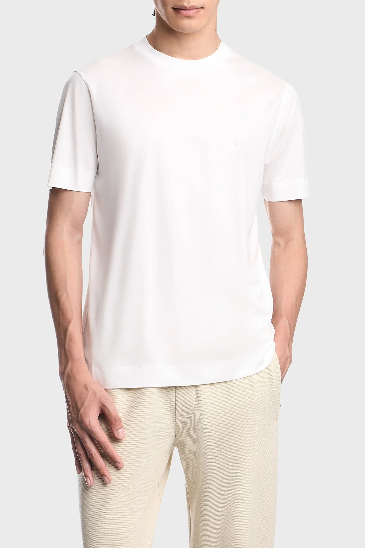 Emporio Armani Logolu Regular Fit Bisiklet Yaka Erkek T Shirt EM006318 AF10017 U0003 Beyaz - 1