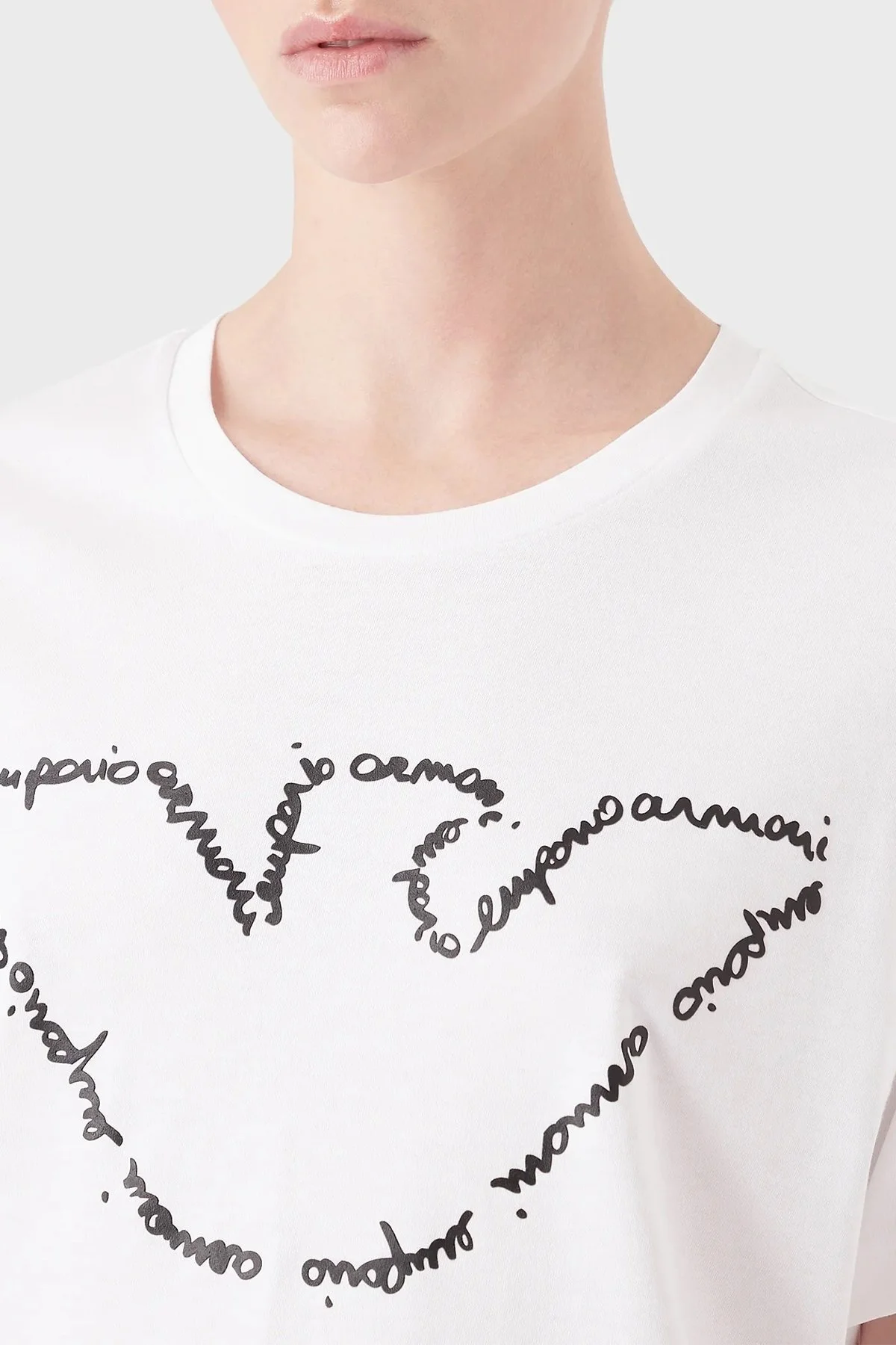 Emporio Armani Logolu Regular Fit Bisiklet Yaka Pamuklu Bayan T Shirt 8N2T7A 2J53Z 0100 BEYAZ - 2