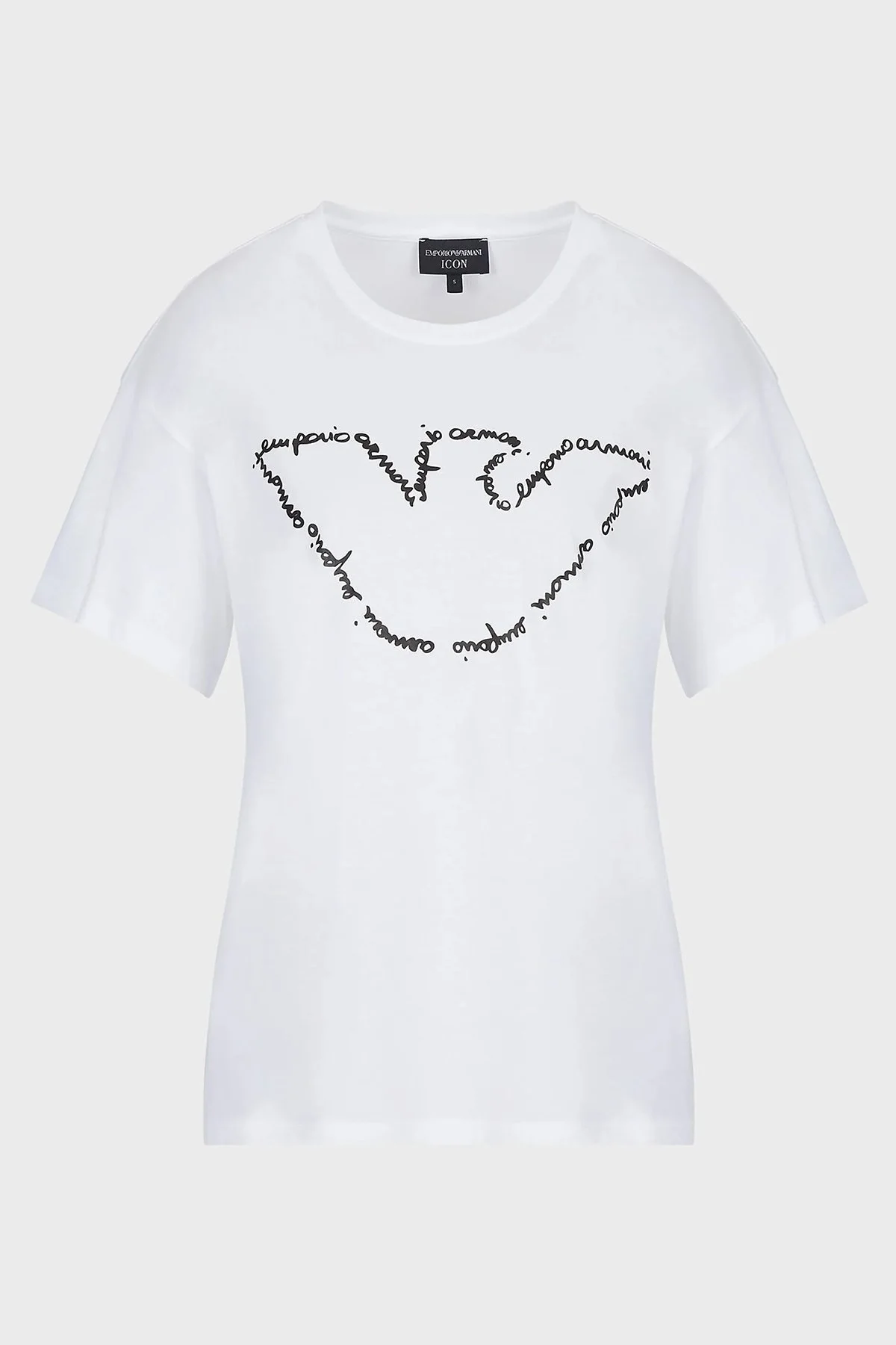 Emporio Armani Logolu Regular Fit Bisiklet Yaka Pamuklu Bayan T Shirt 8N2T7A 2J53Z 0100 BEYAZ - 5